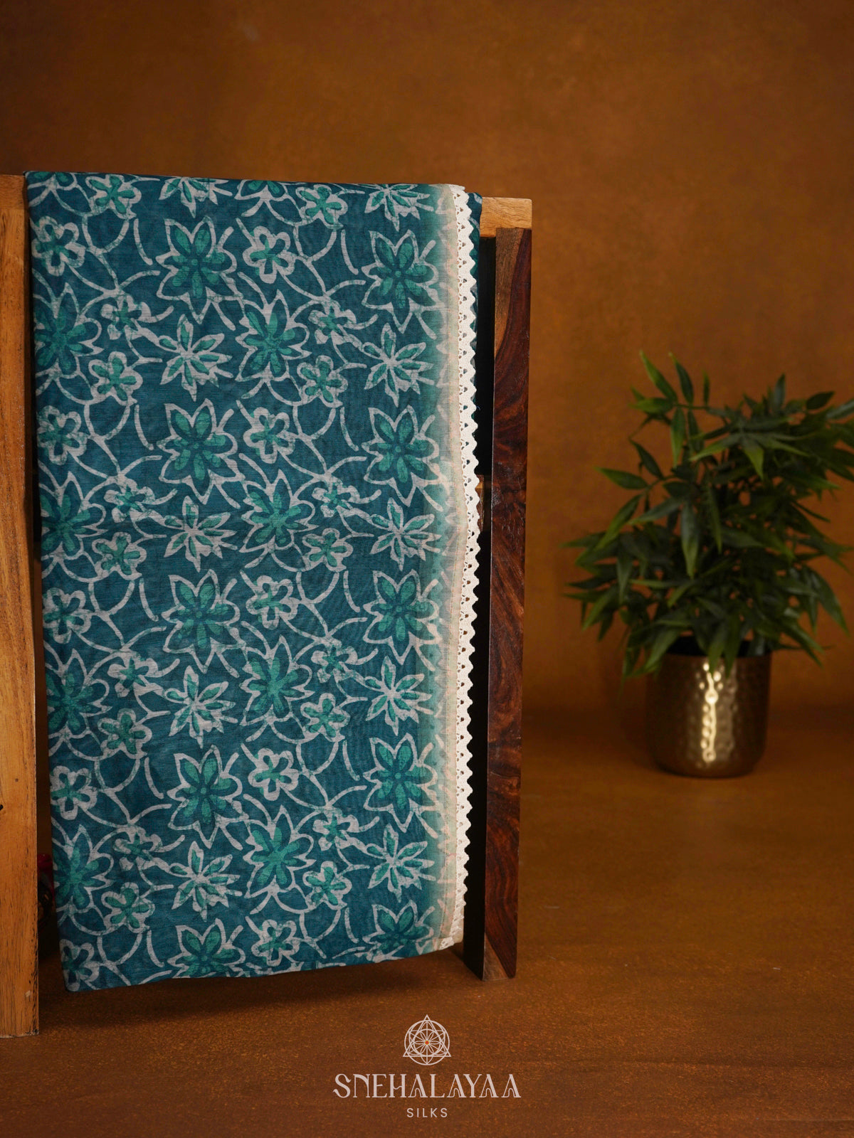 Teal Blue Linen Saree