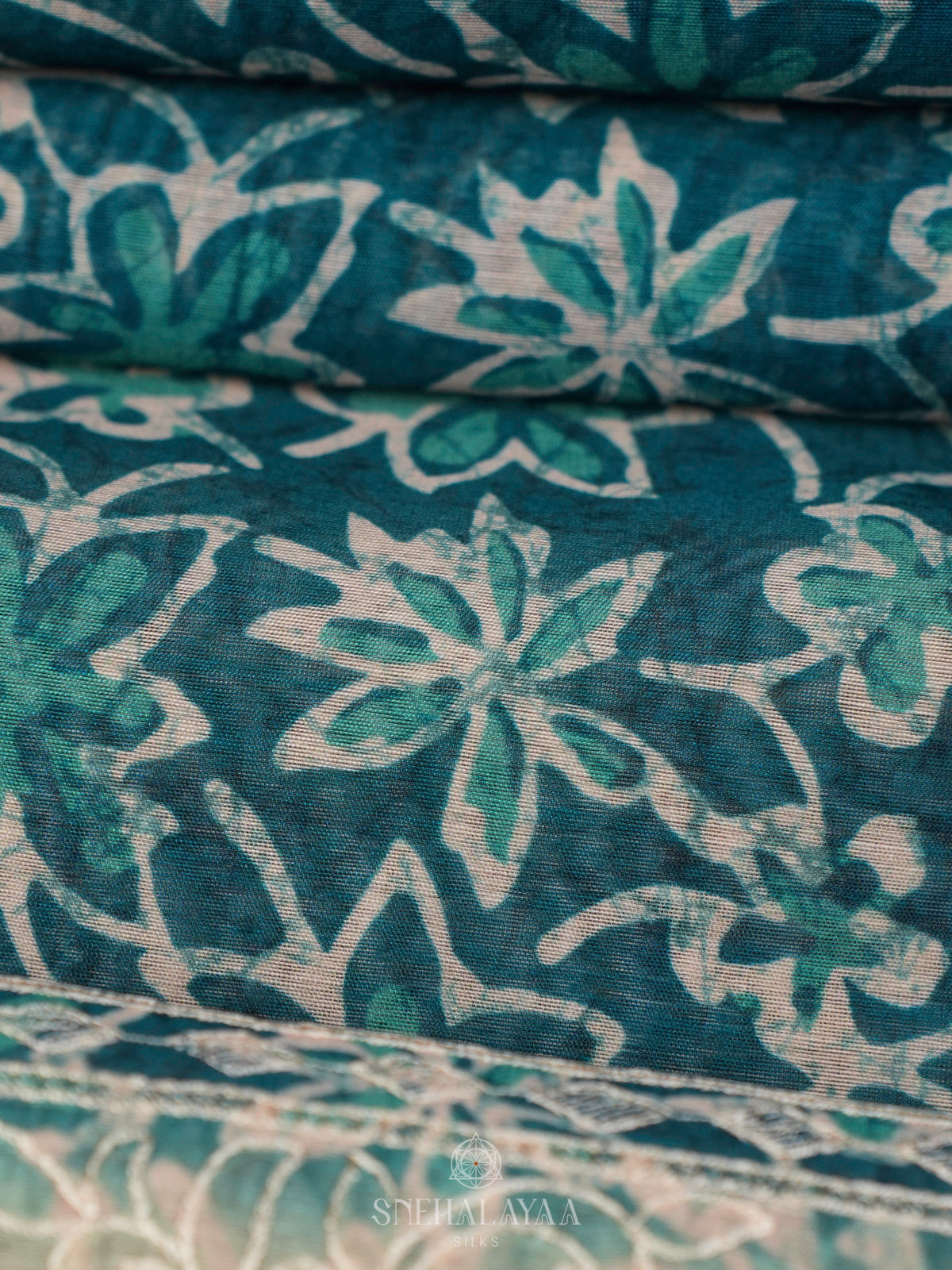 Teal Blue Linen Saree