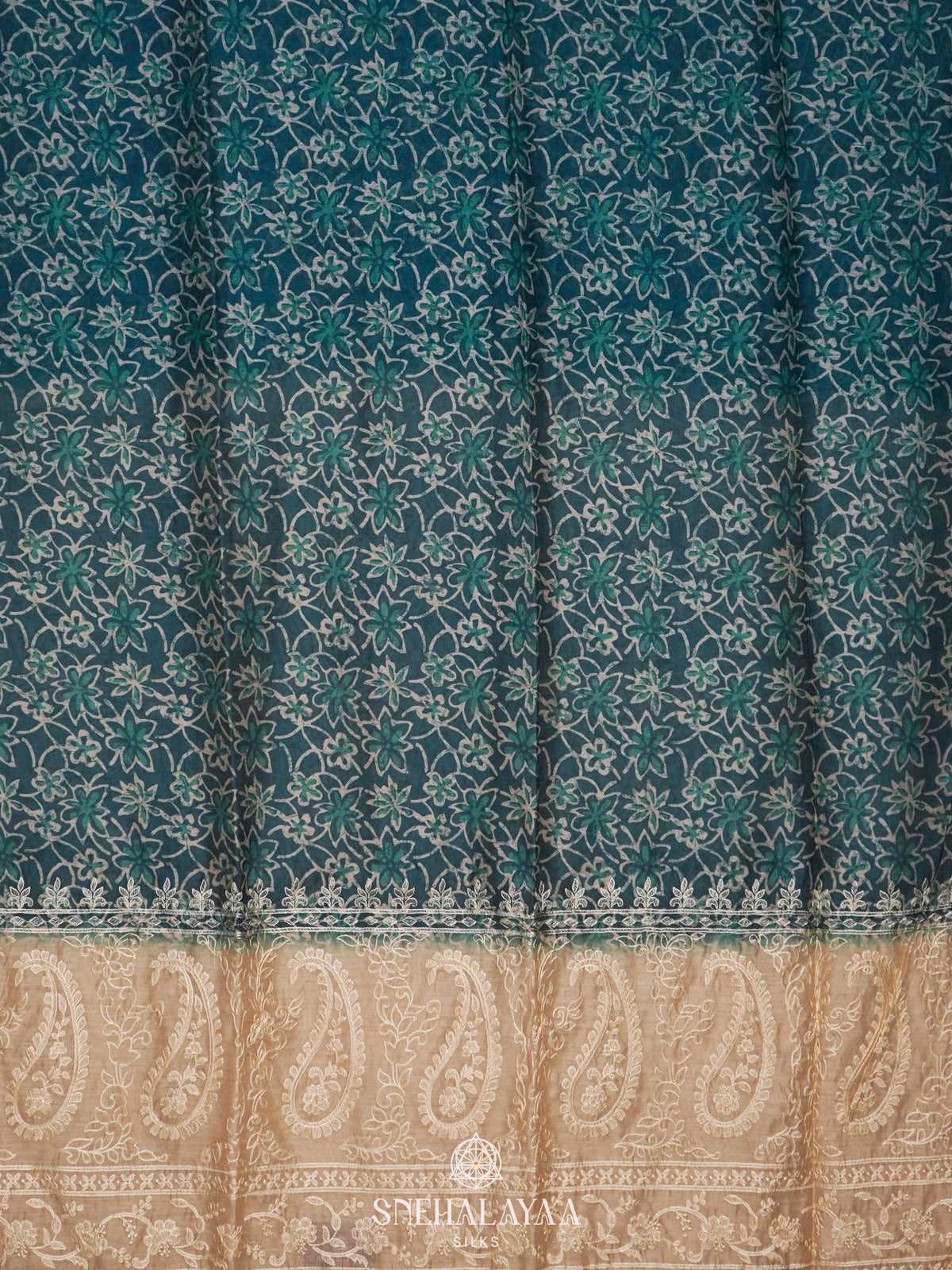 Teal Blue Linen Saree