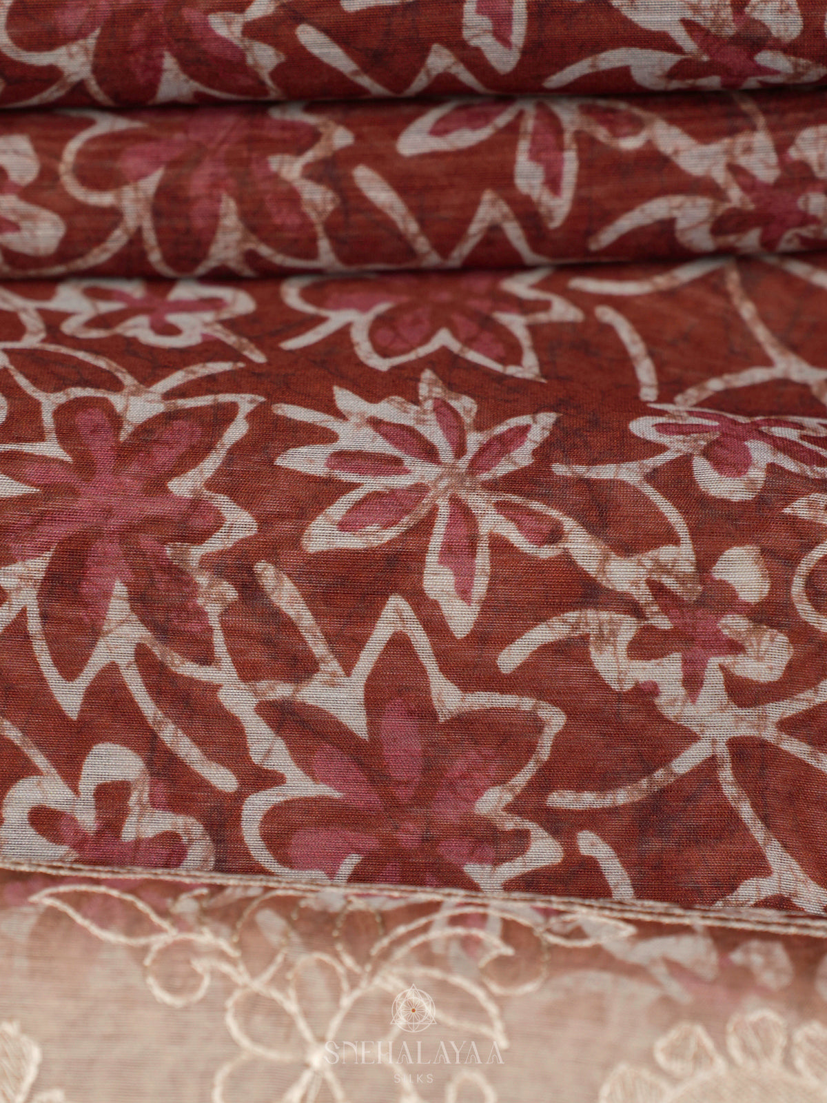 Maroon Linen Saree