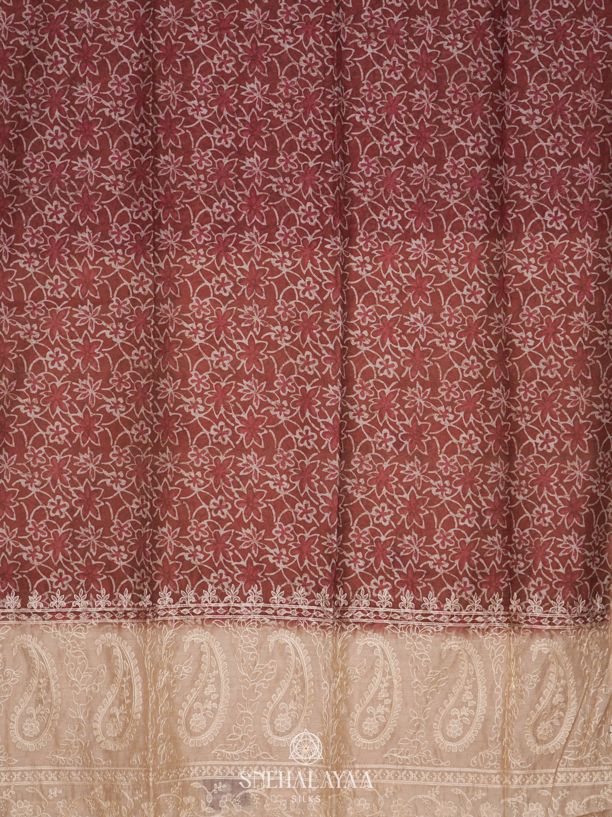 Maroon Linen Saree