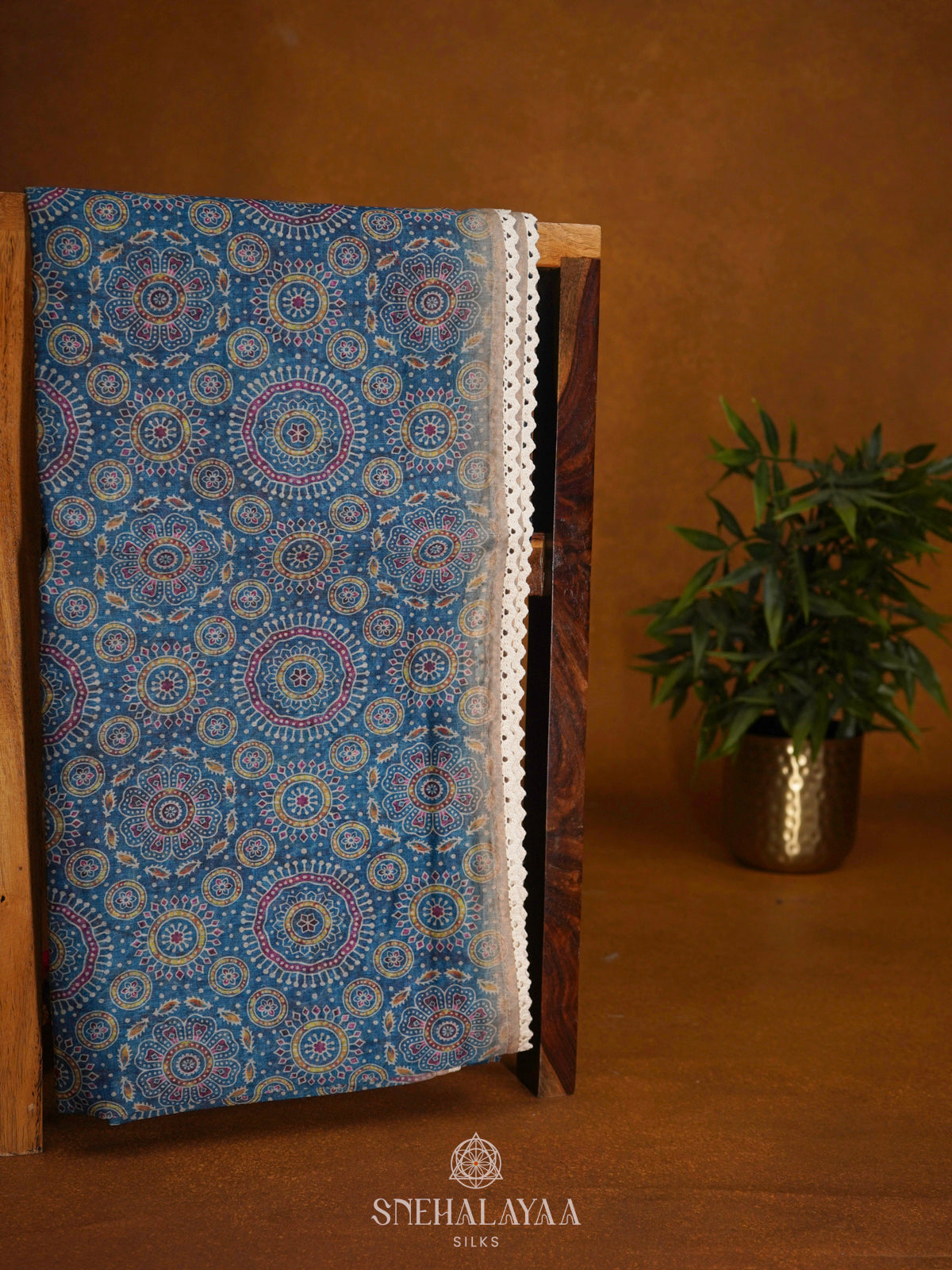 Blue Linen Saree