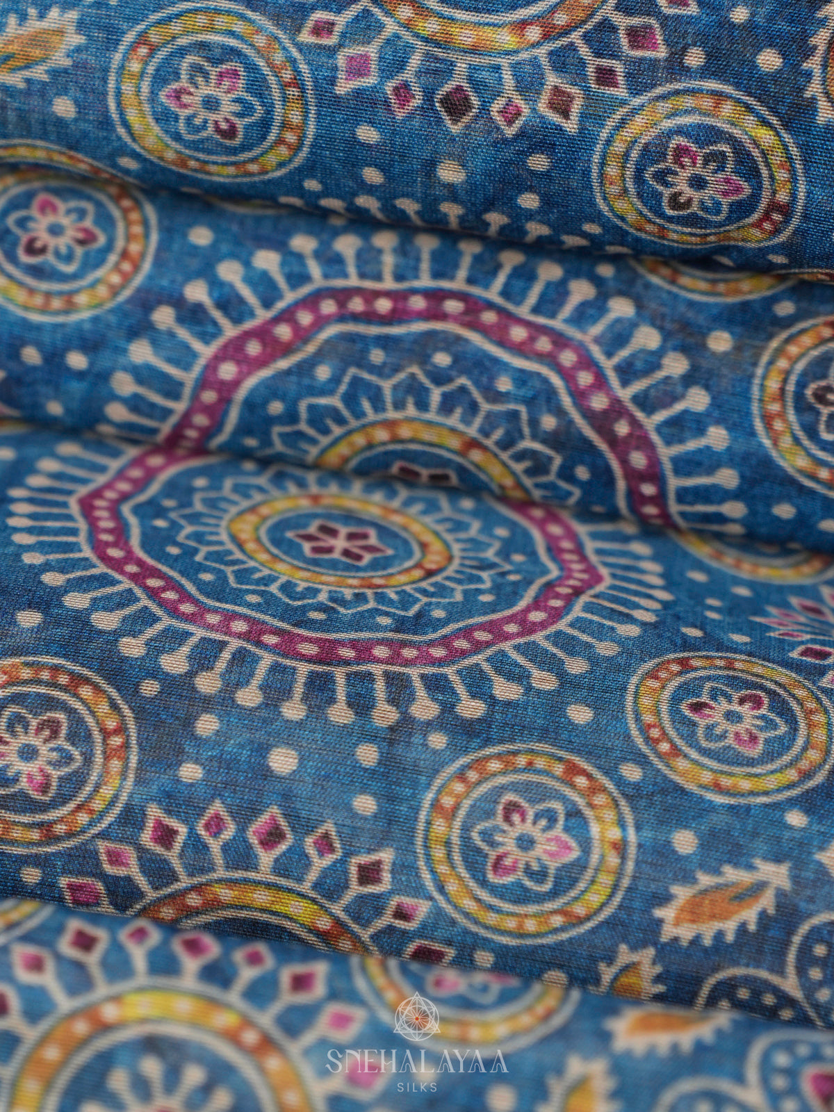 Blue Linen Saree
