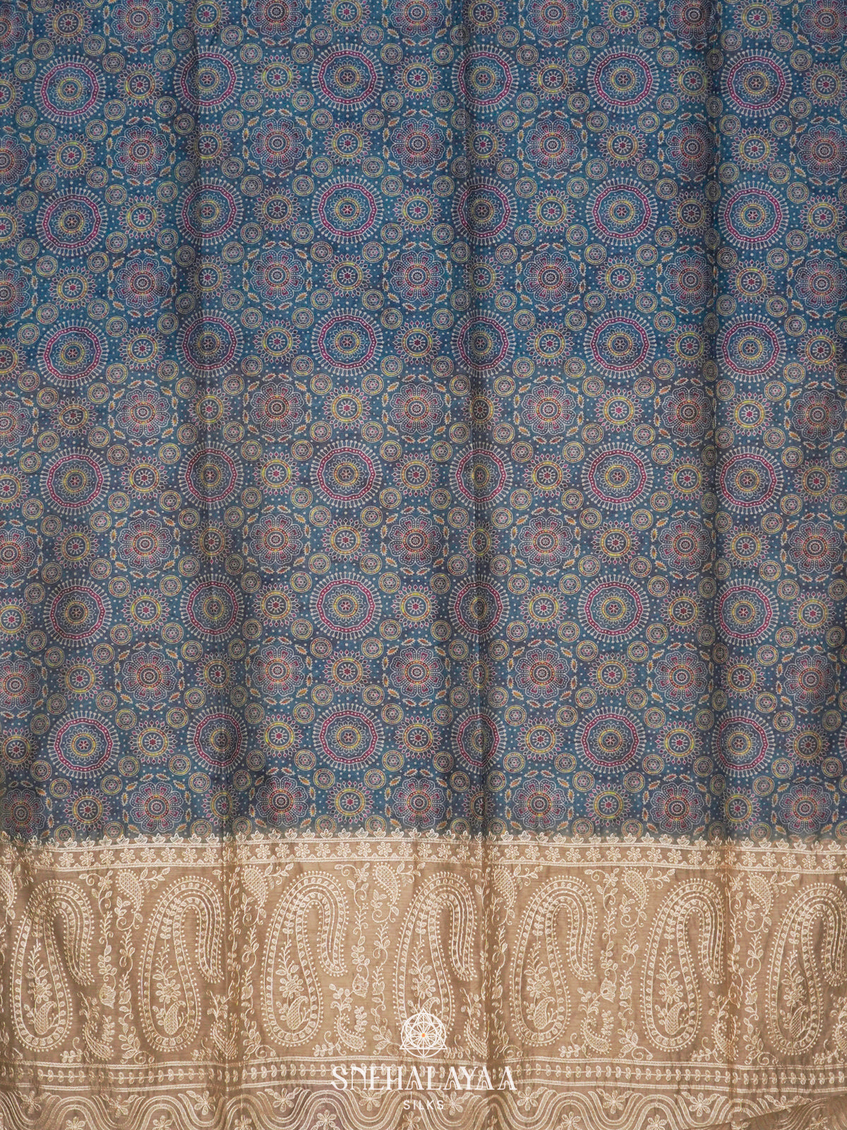 Blue Linen Saree