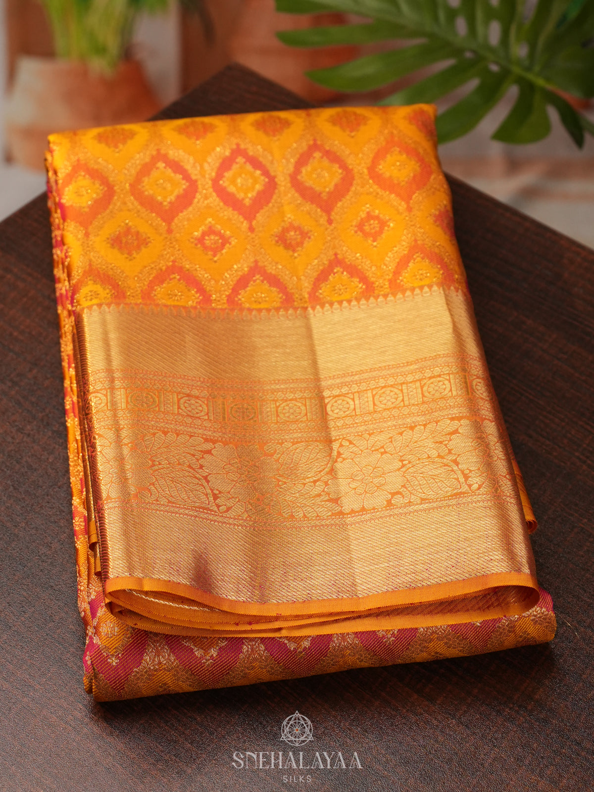 Golden Yellow Kanjivaram Silk Saree