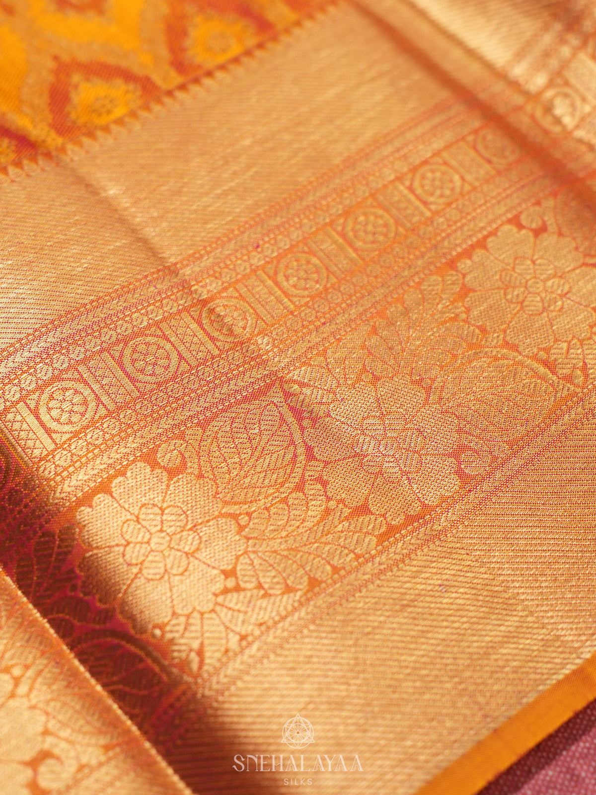 Golden Yellow Kanjivaram Silk Saree