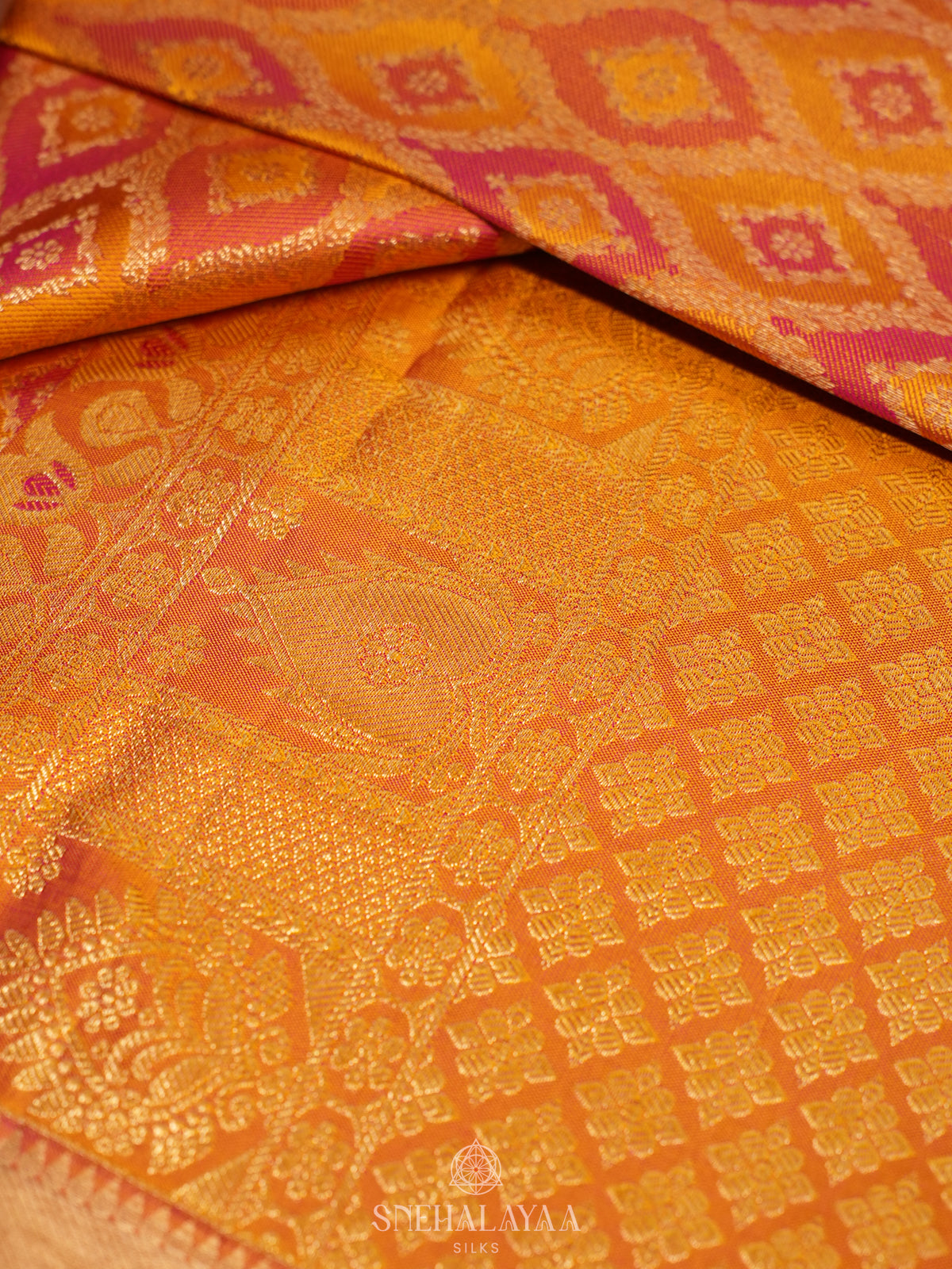 Golden Yellow Kanjivaram Silk Saree