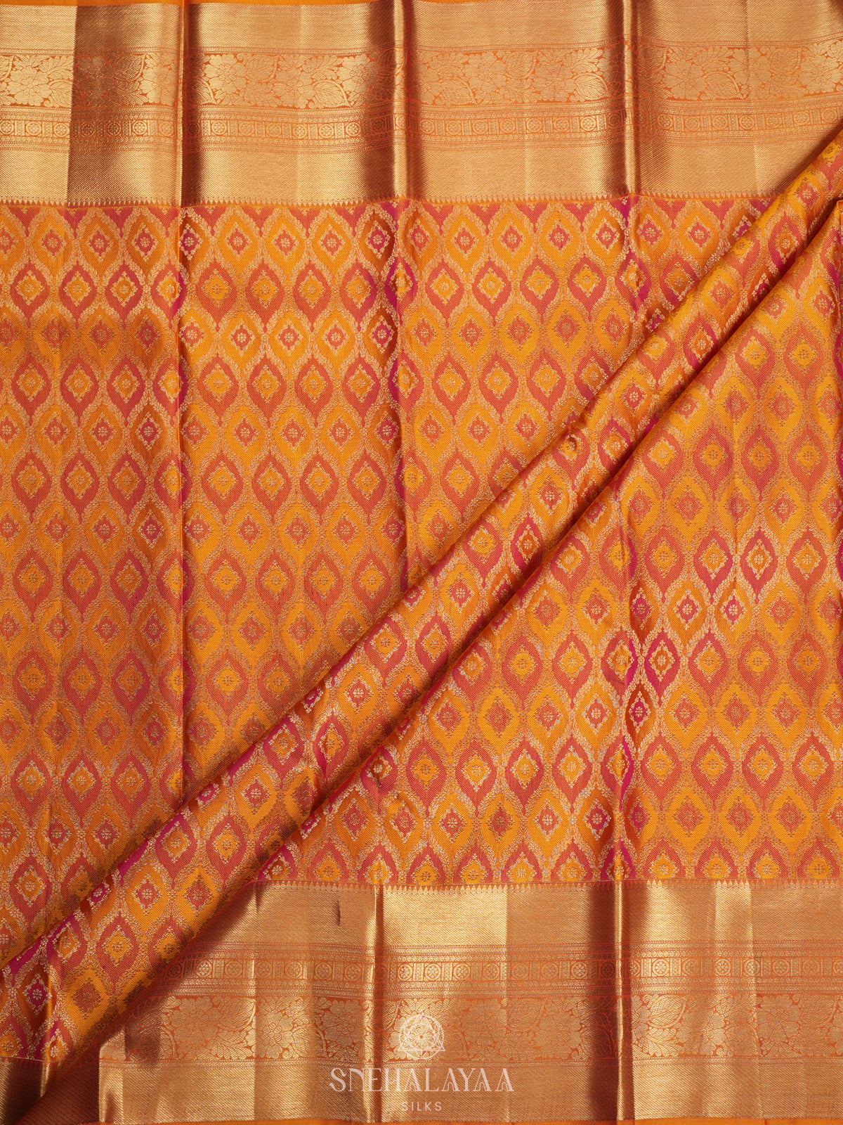 Golden Yellow Kanjivaram Silk Saree
