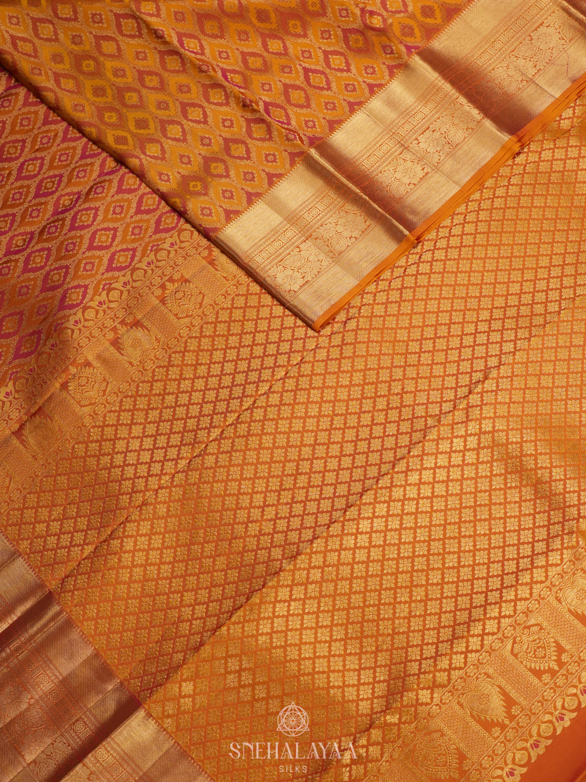 Golden Yellow Kanjivaram Silk Saree