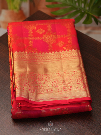 Ruby Red Kanjivaram Silk Saree