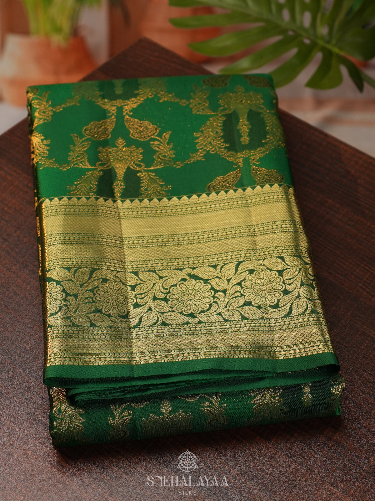 Emerald Green Kanjivaram Silk Saree