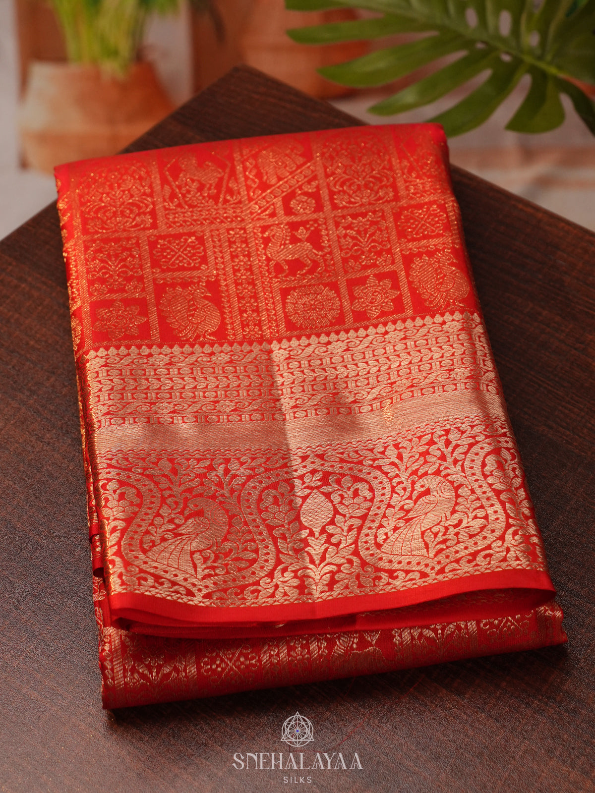 Ruby Red Kanjivaram Silk Saree
