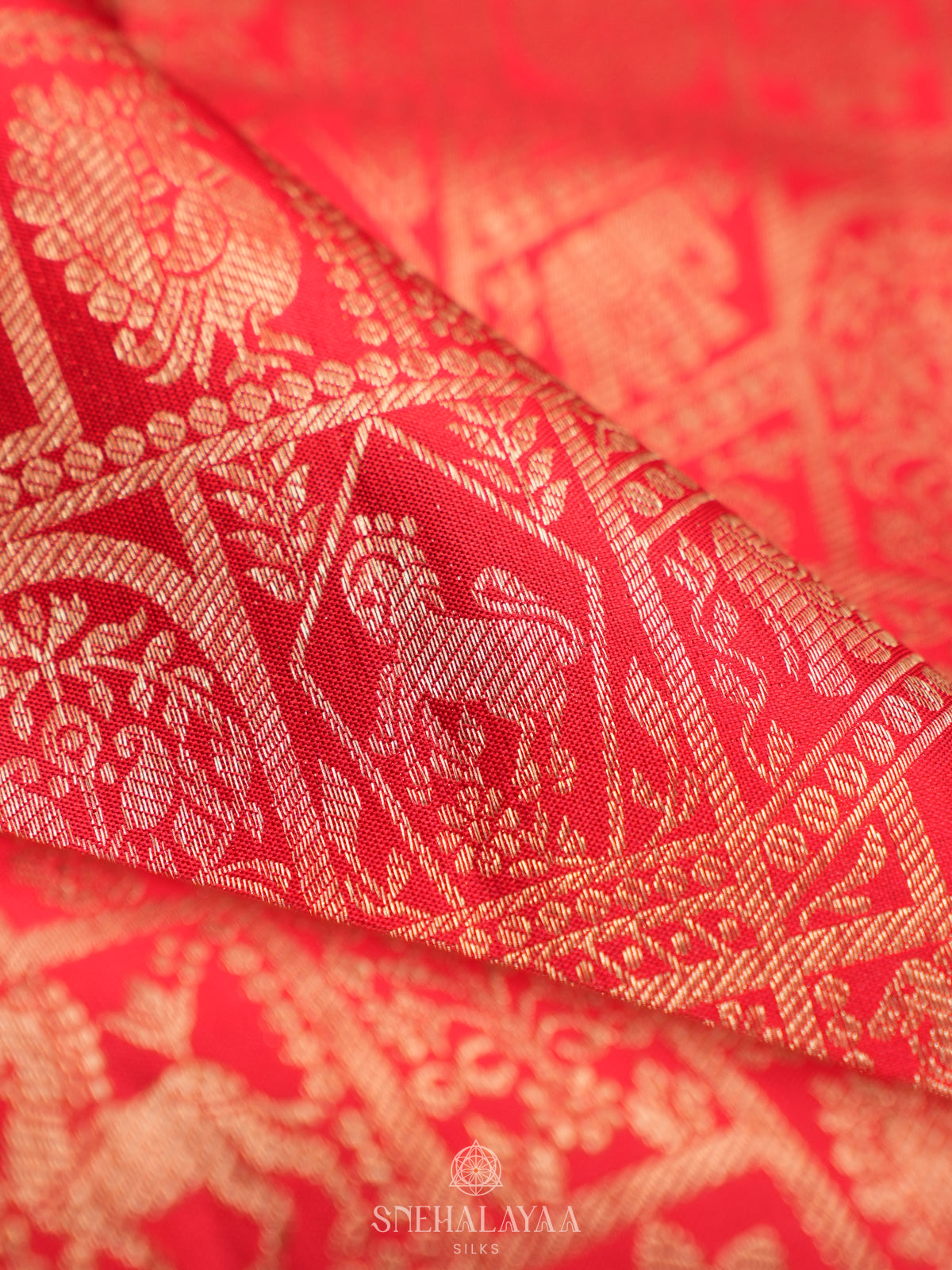 Ruby Red Kanjivaram Silk Saree
