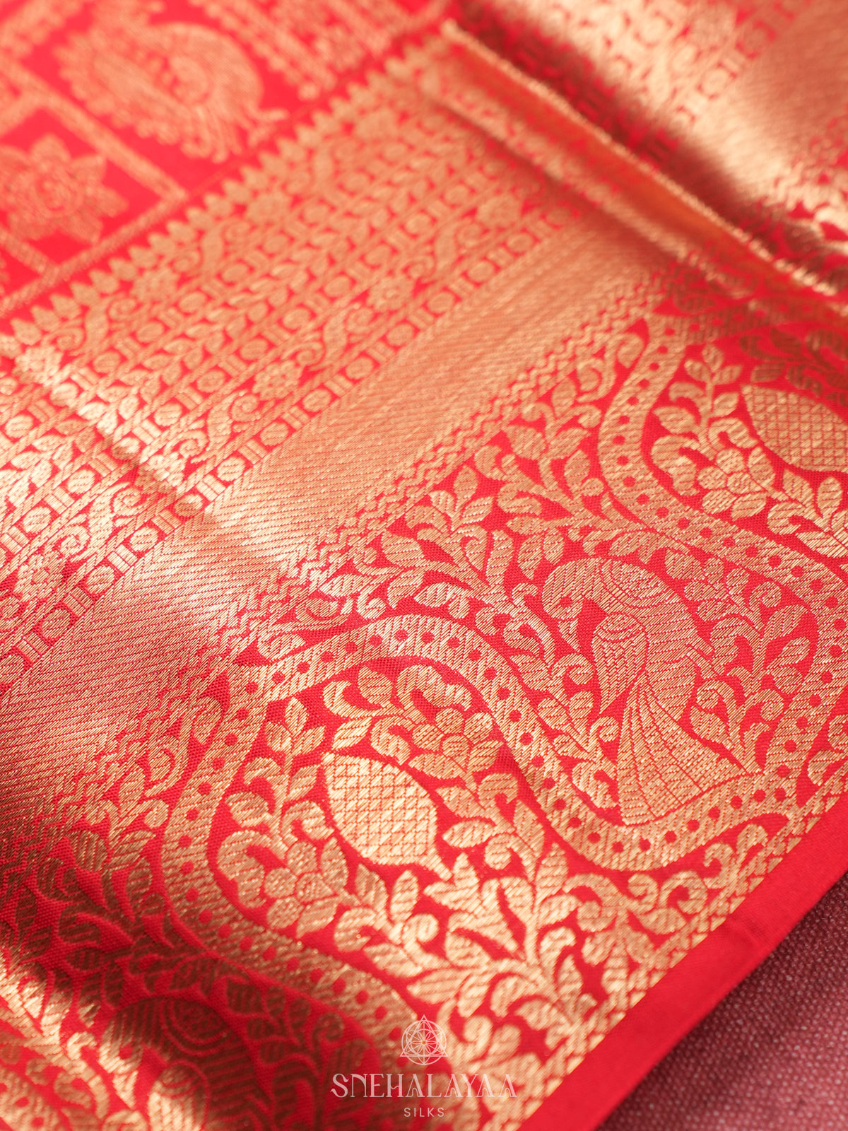 Ruby Red Kanjivaram Silk Saree