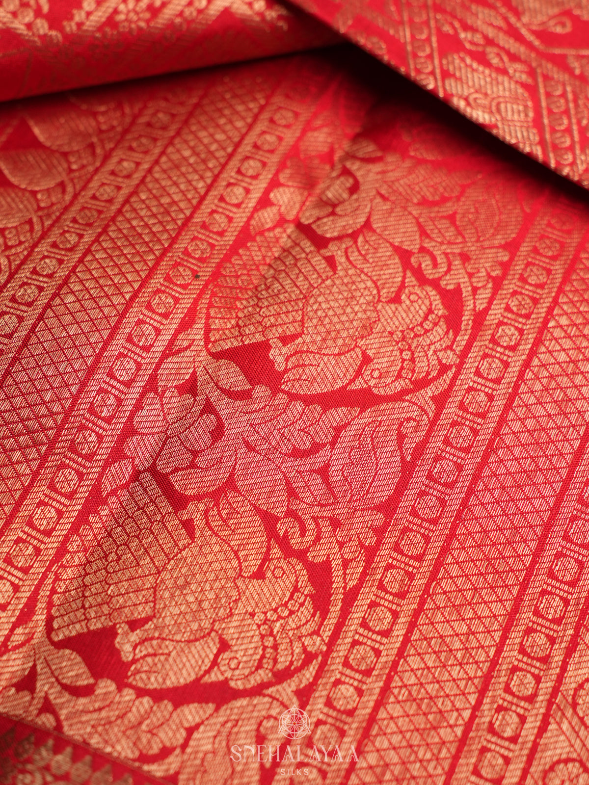 Ruby Red Kanjivaram Silk Saree