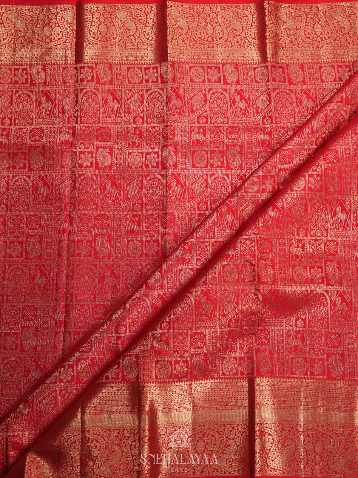 Ruby Red Kanjivaram Silk Saree