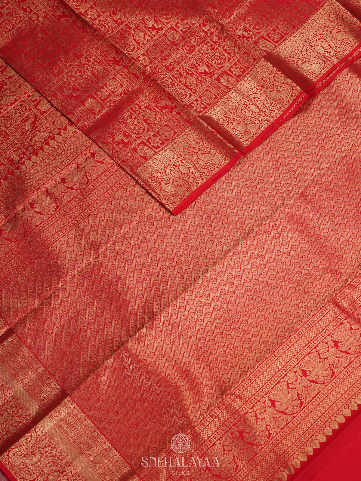 Ruby Red Kanjivaram Silk Saree