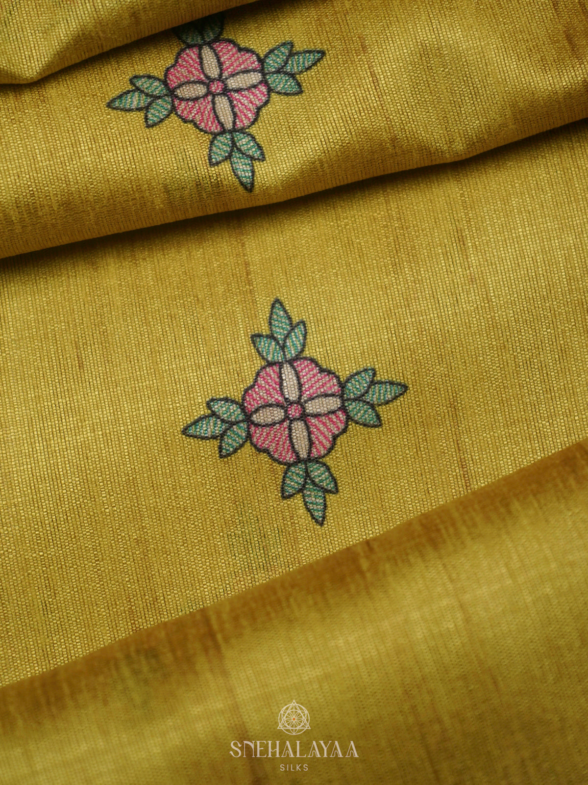 Yellow Printed Madhubani Saree