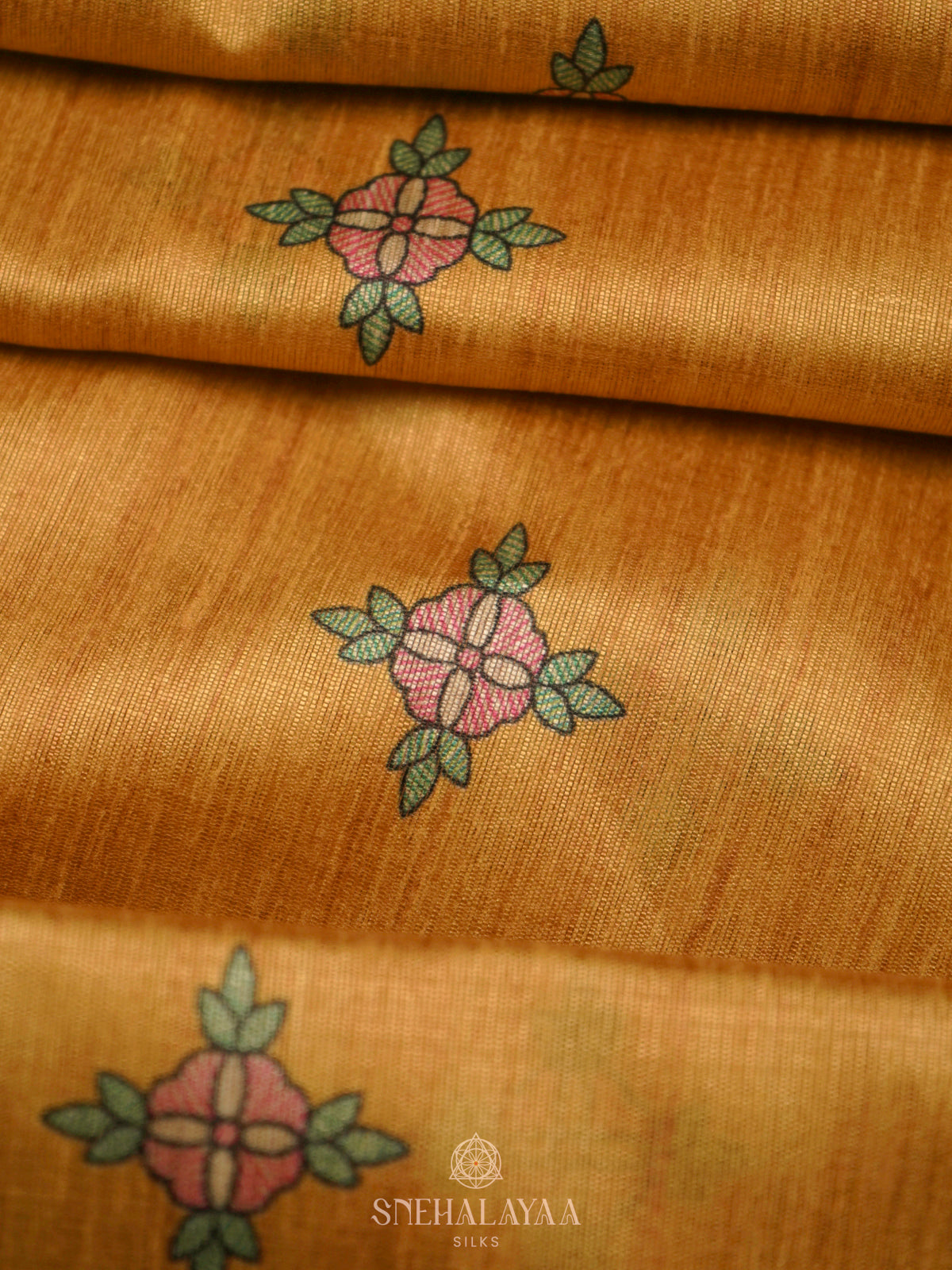 Yellow Printed Madhubani Saree