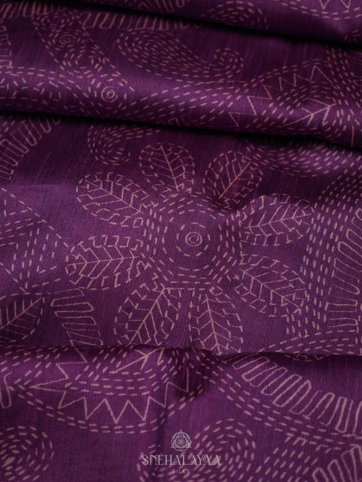 Purple Printed Madhubani Saree