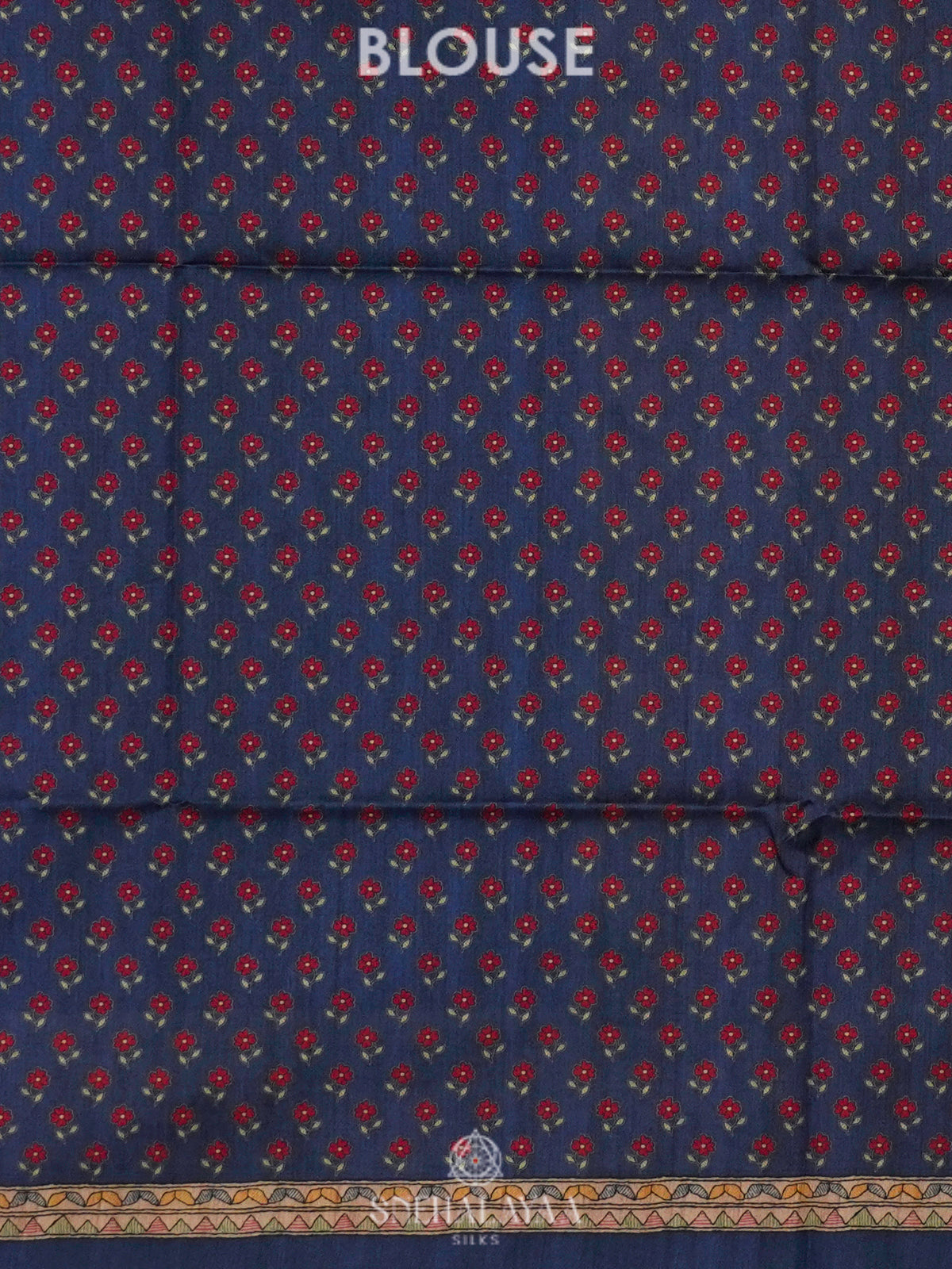 Navy Blue Printed Madhubani Saree