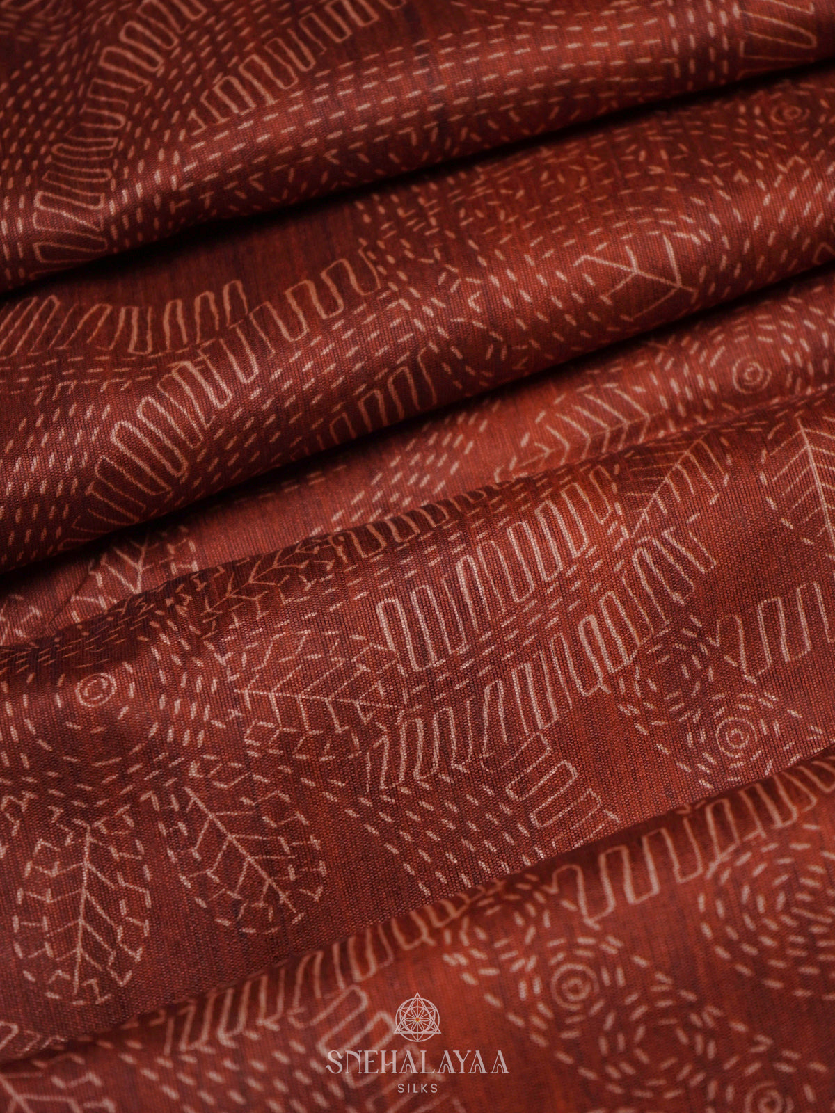 Maroon Printed Madhubani Saree