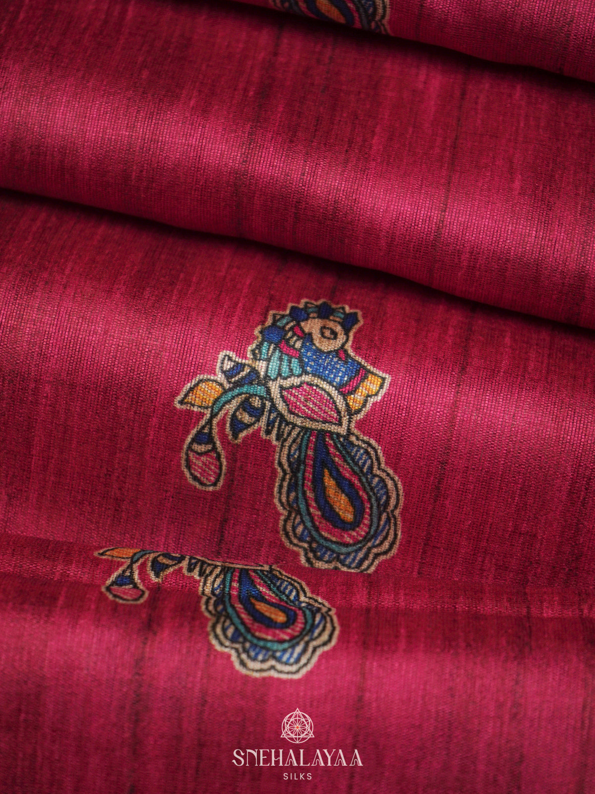 Pink Printed Madhubani Saree