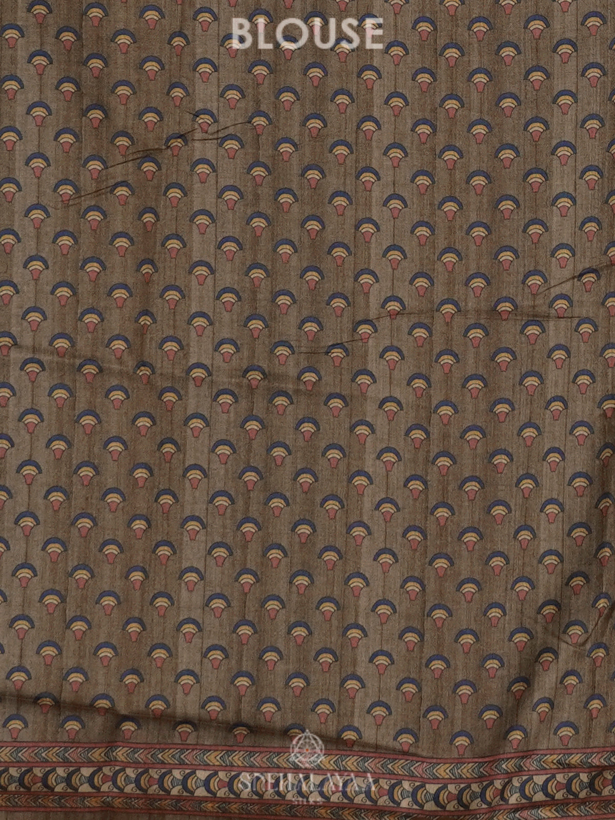 Brown Printed Madhubani Saree