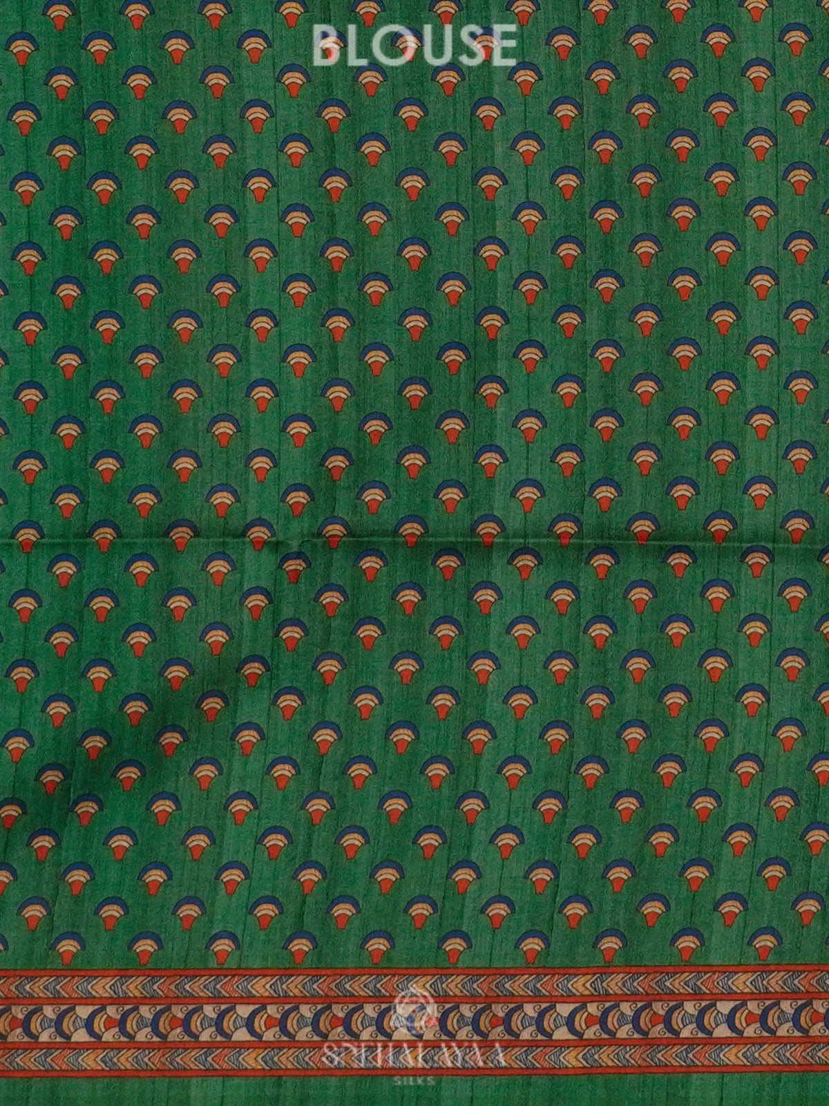 Forest Green Printed Madhubani Saree