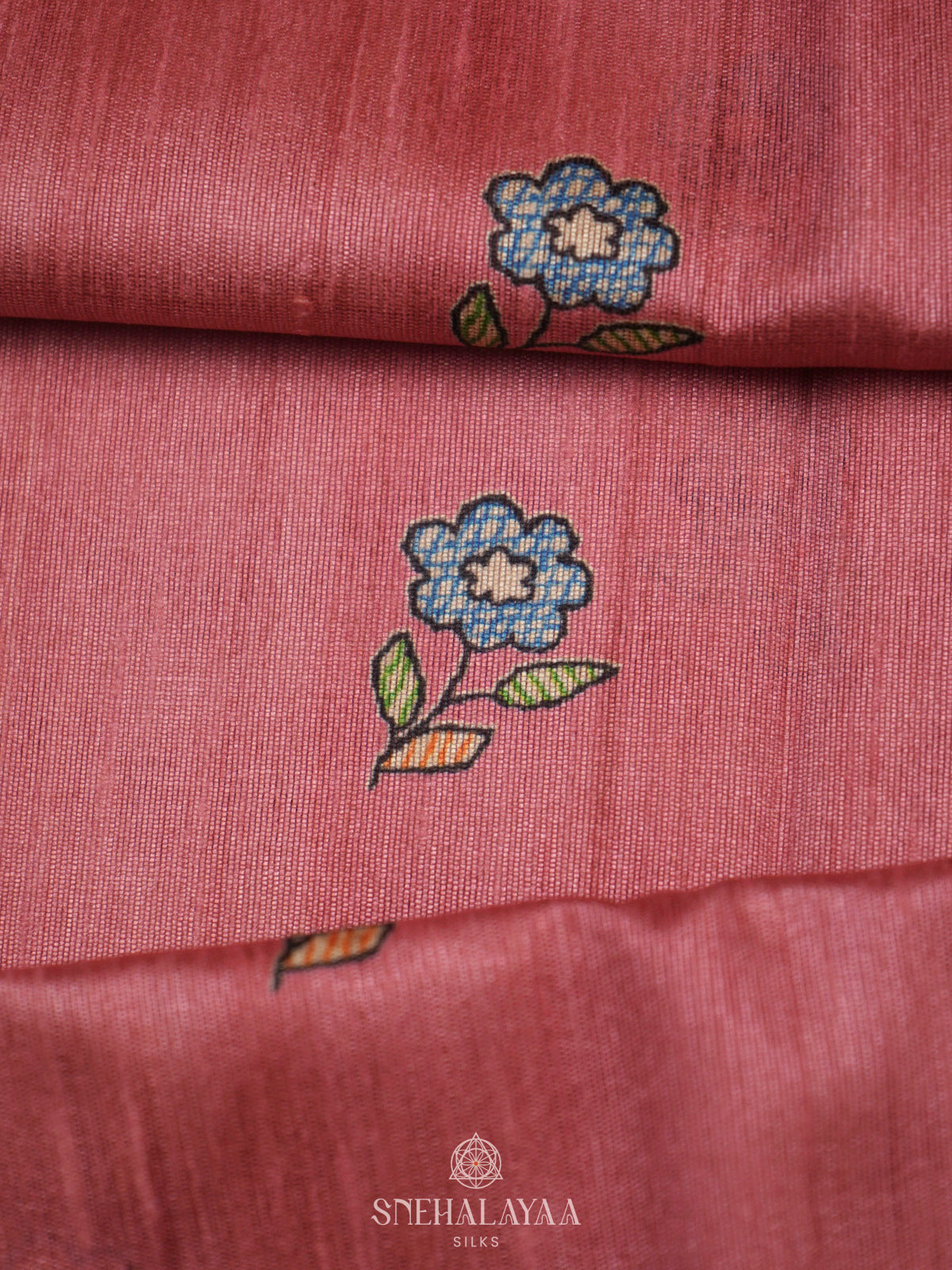 Pink Printed Madhubani Saree