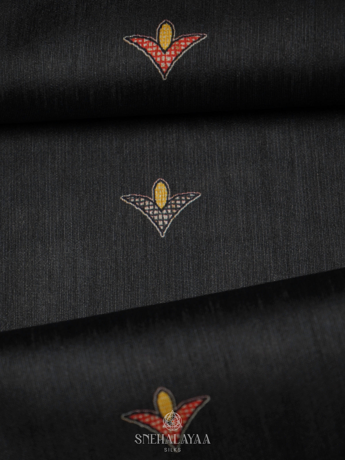 Black Printed Madhubani Saree