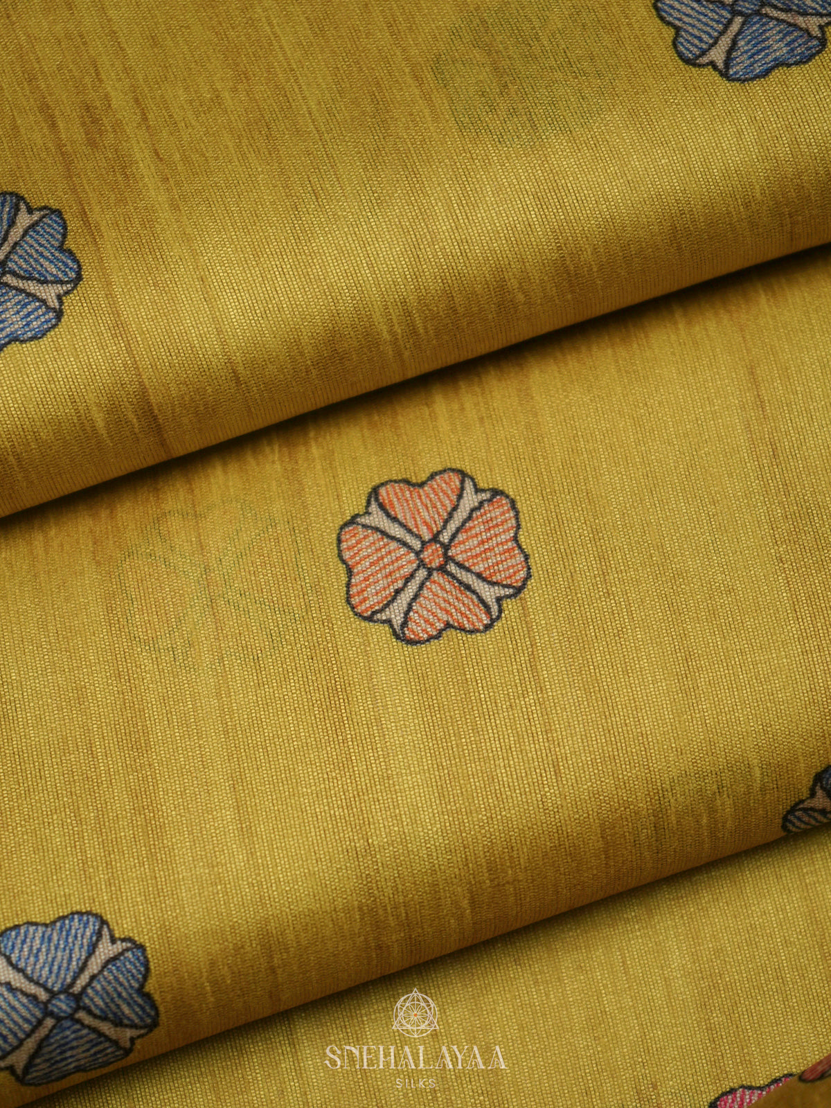 Yellow Printed Madhubani Saree