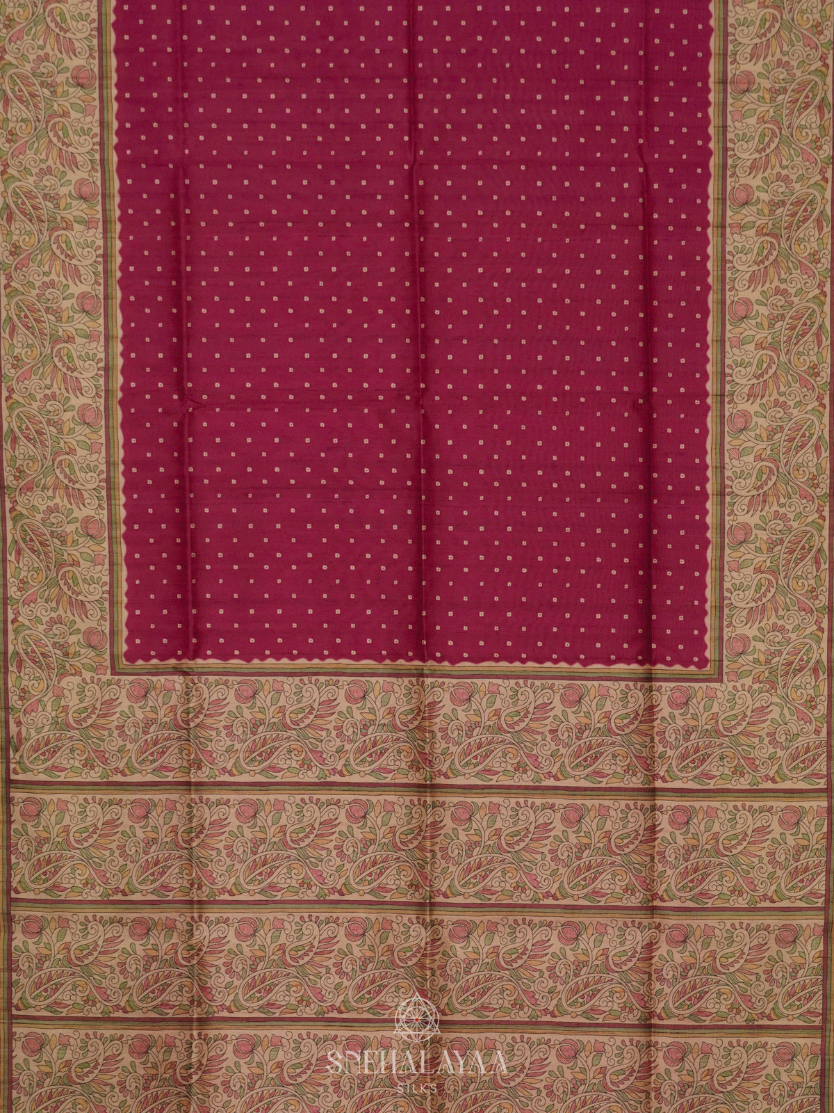 Magenta Printed Madhubani Saree