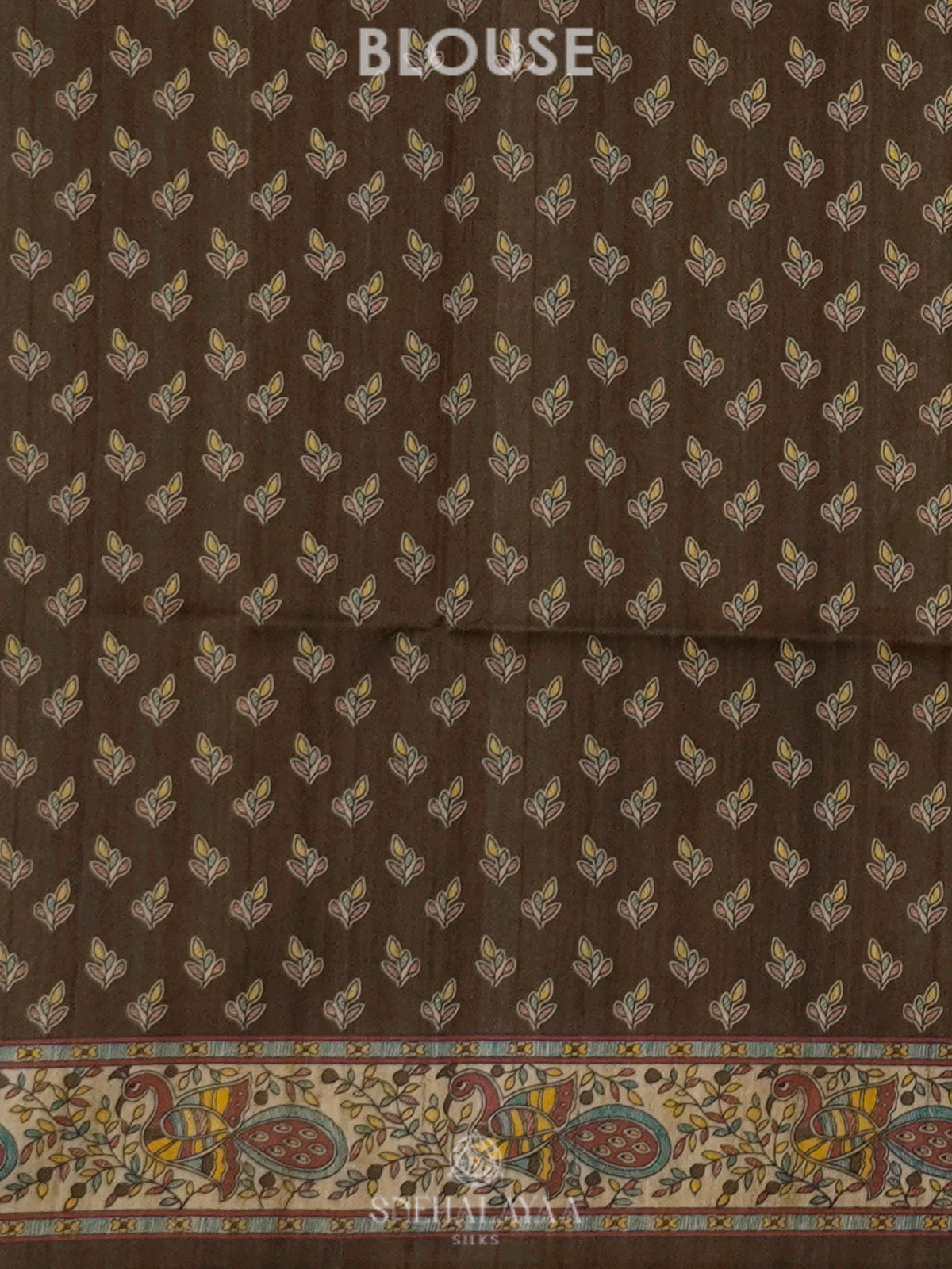 Brown Printed Madhubani Saree