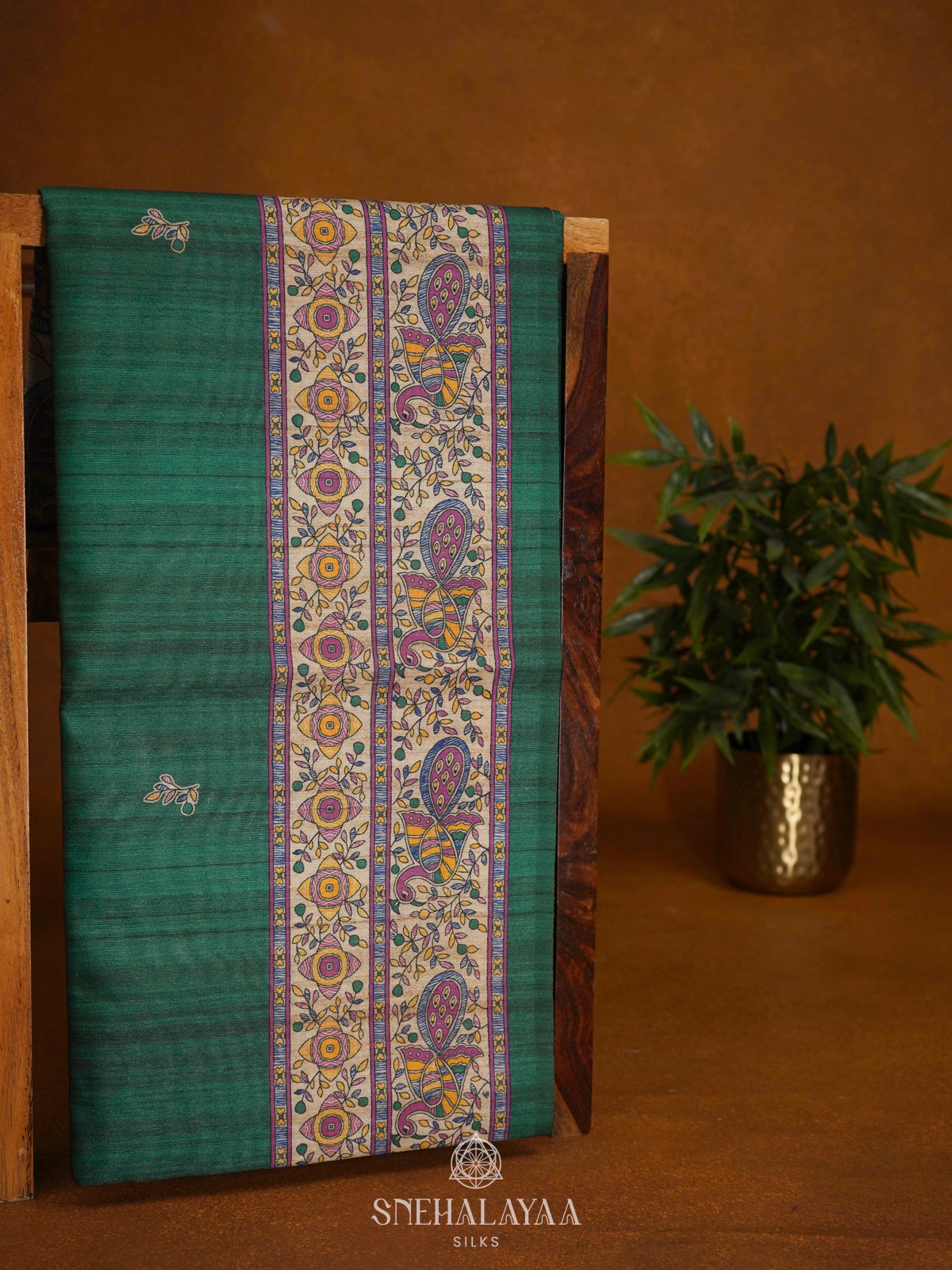 Green Printed Madhubani Saree