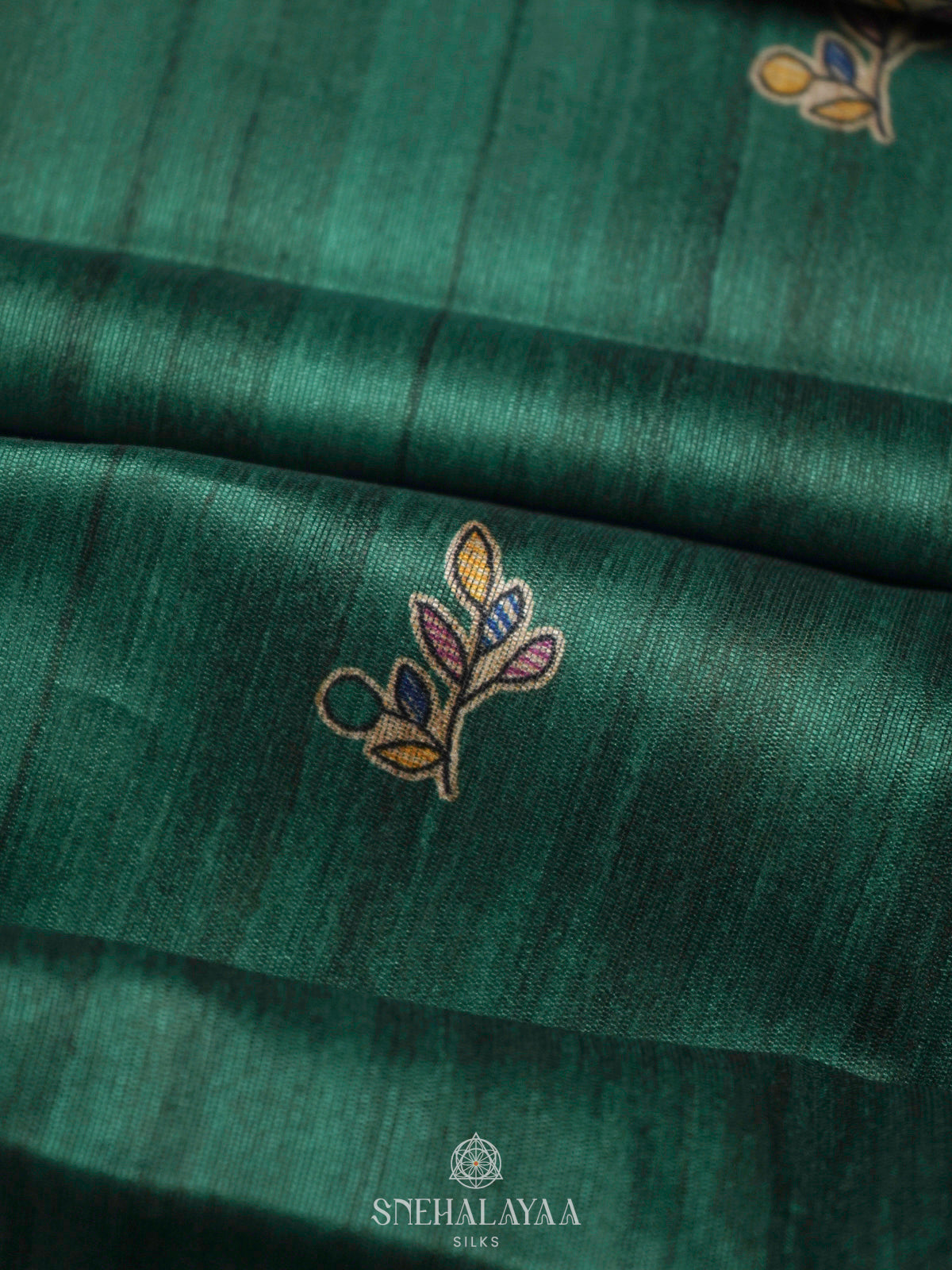 Green Printed Madhubani Saree