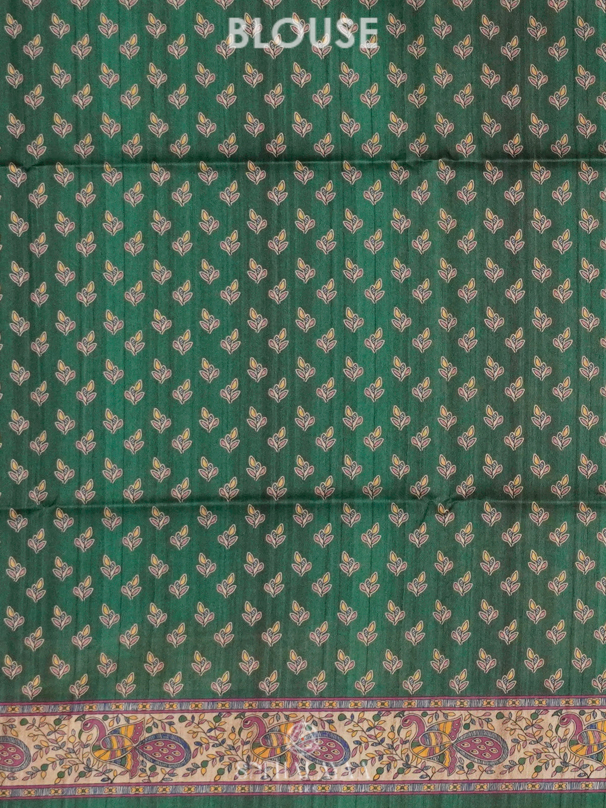 Green Printed Madhubani Saree