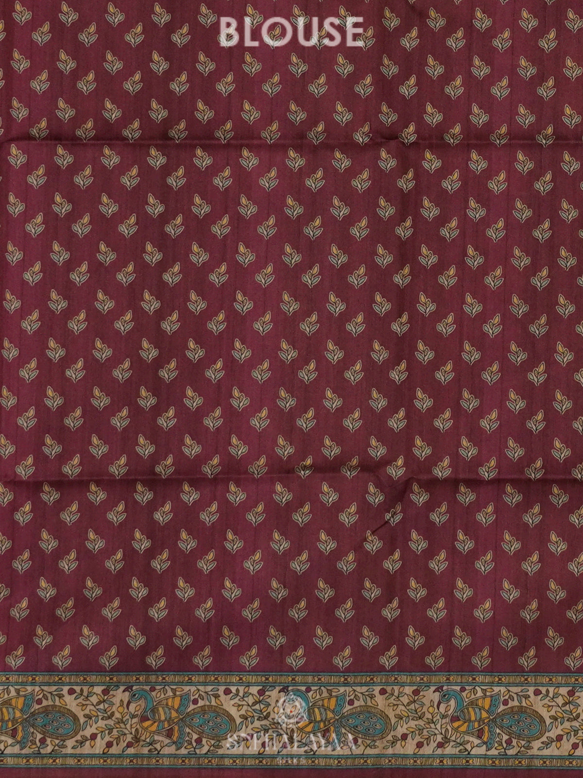 Wine Red Printed Madhubani Saree