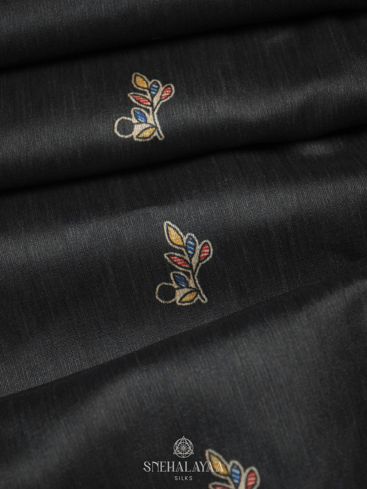 Black Printed Madhubani Saree