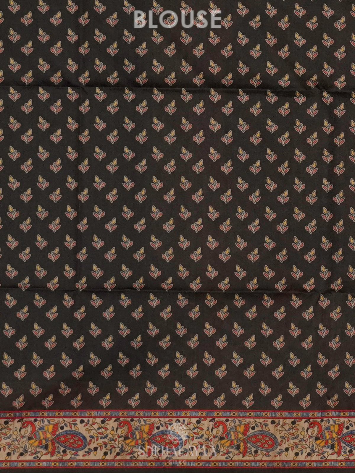 Black Printed Madhubani Saree