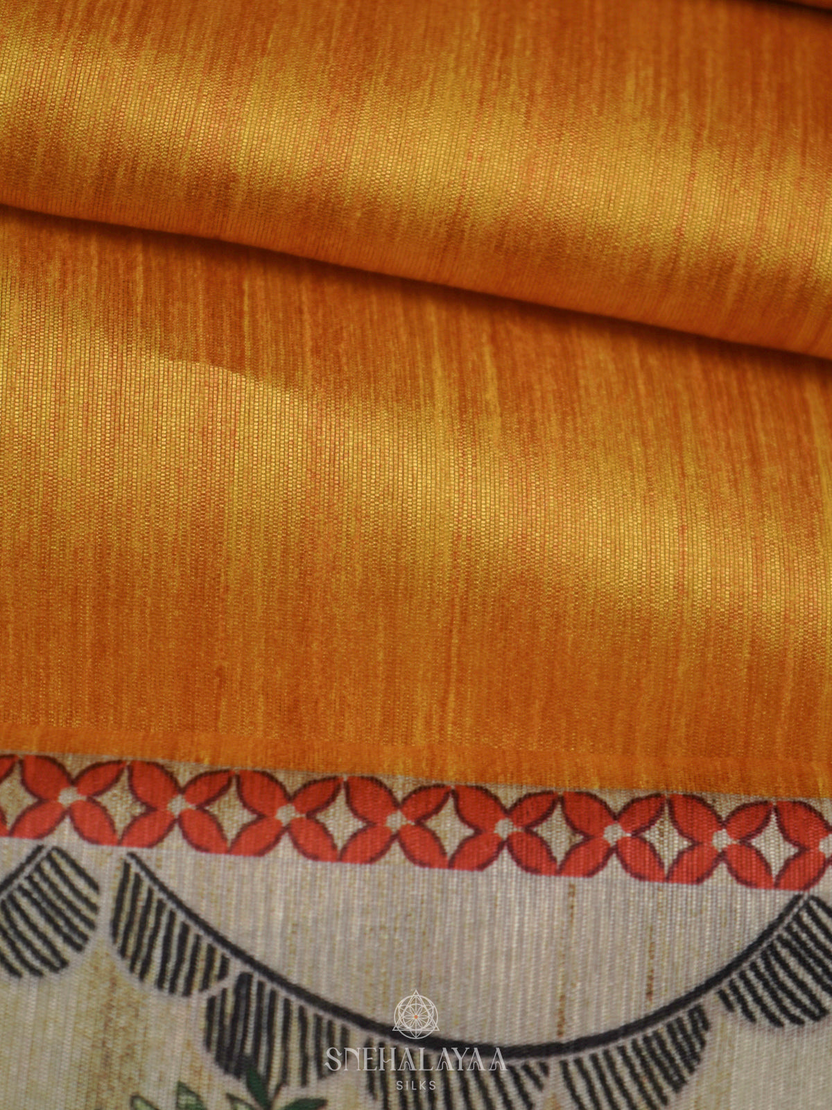 Yellow Printed Madhubani Saree