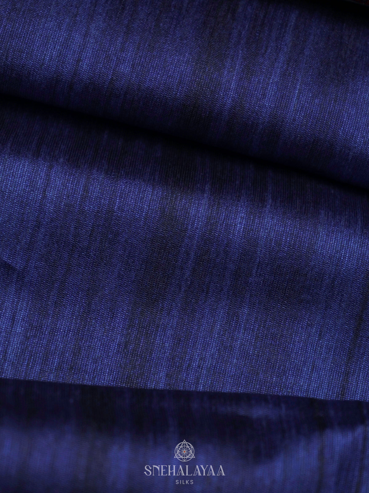 Navy Blue Printed Madhubani Saree