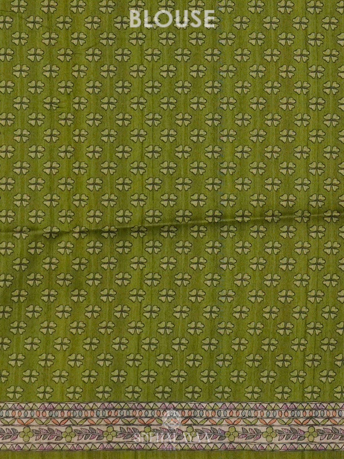 Lime Green Printed Madhubani Saree
