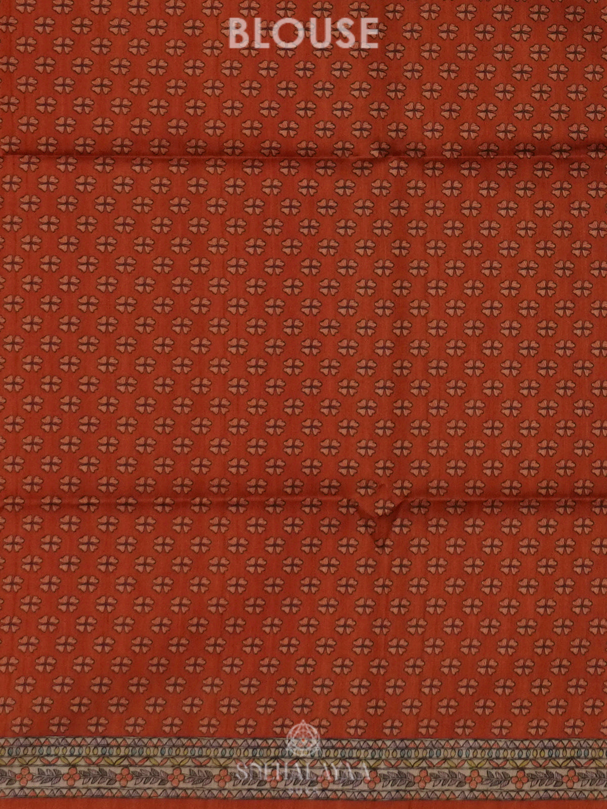 Rust Orange Printed Madhubani Saree