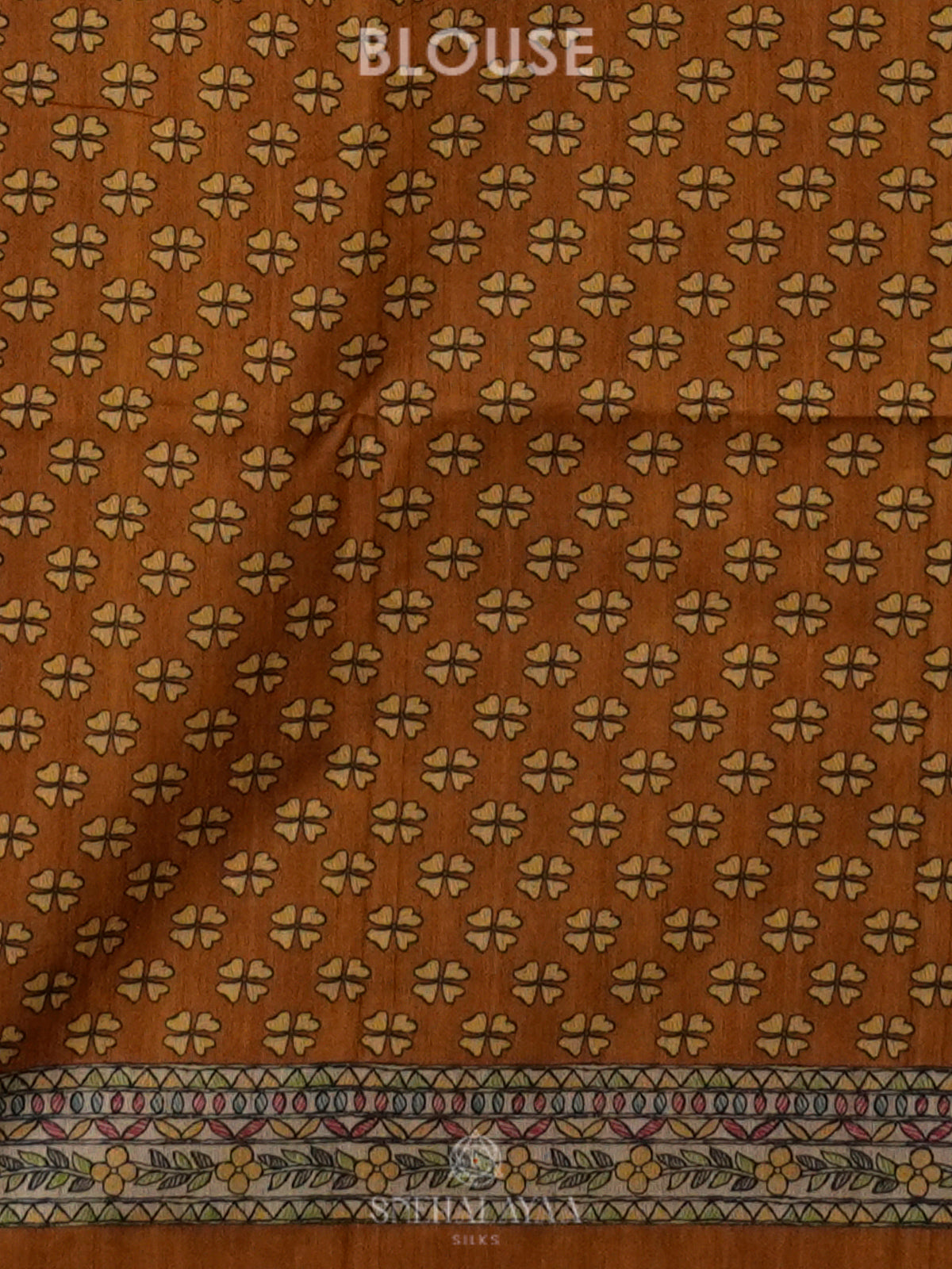 Orange Printed Madhubani Saree