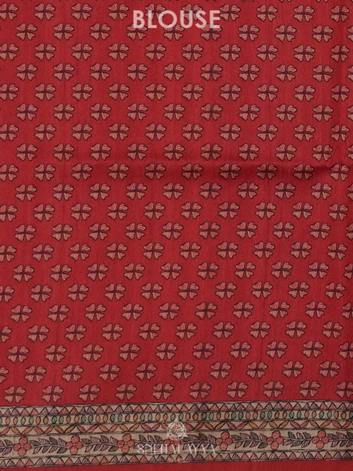 Red Printed Madhubani Saree