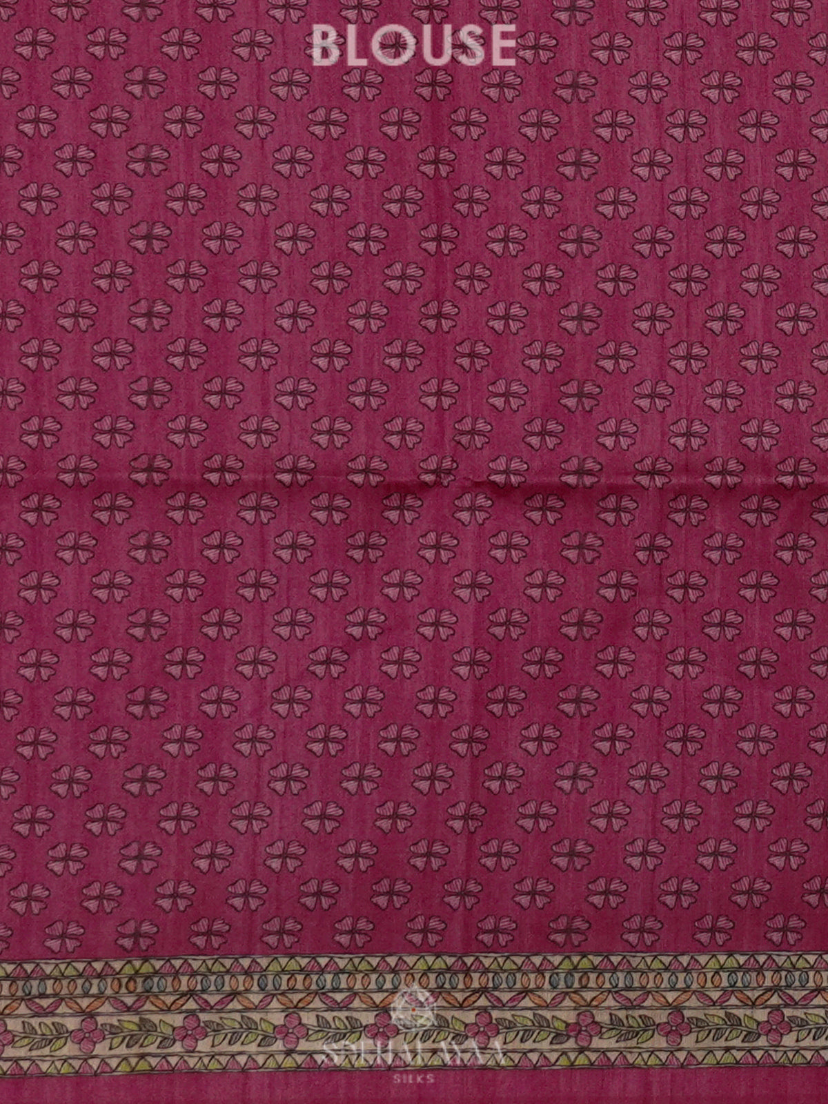 Magenta Pink Printed Madhubani Saree