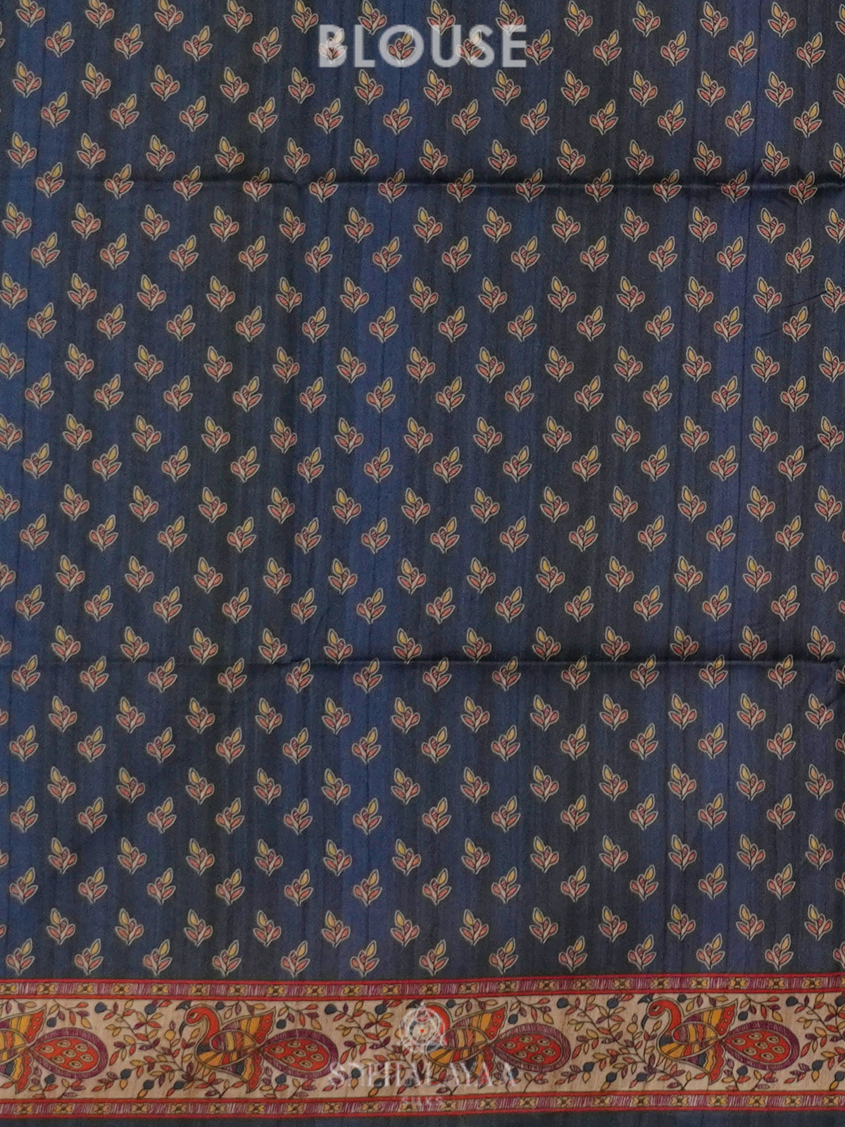 Navy Blue Printed Madhubani Saree