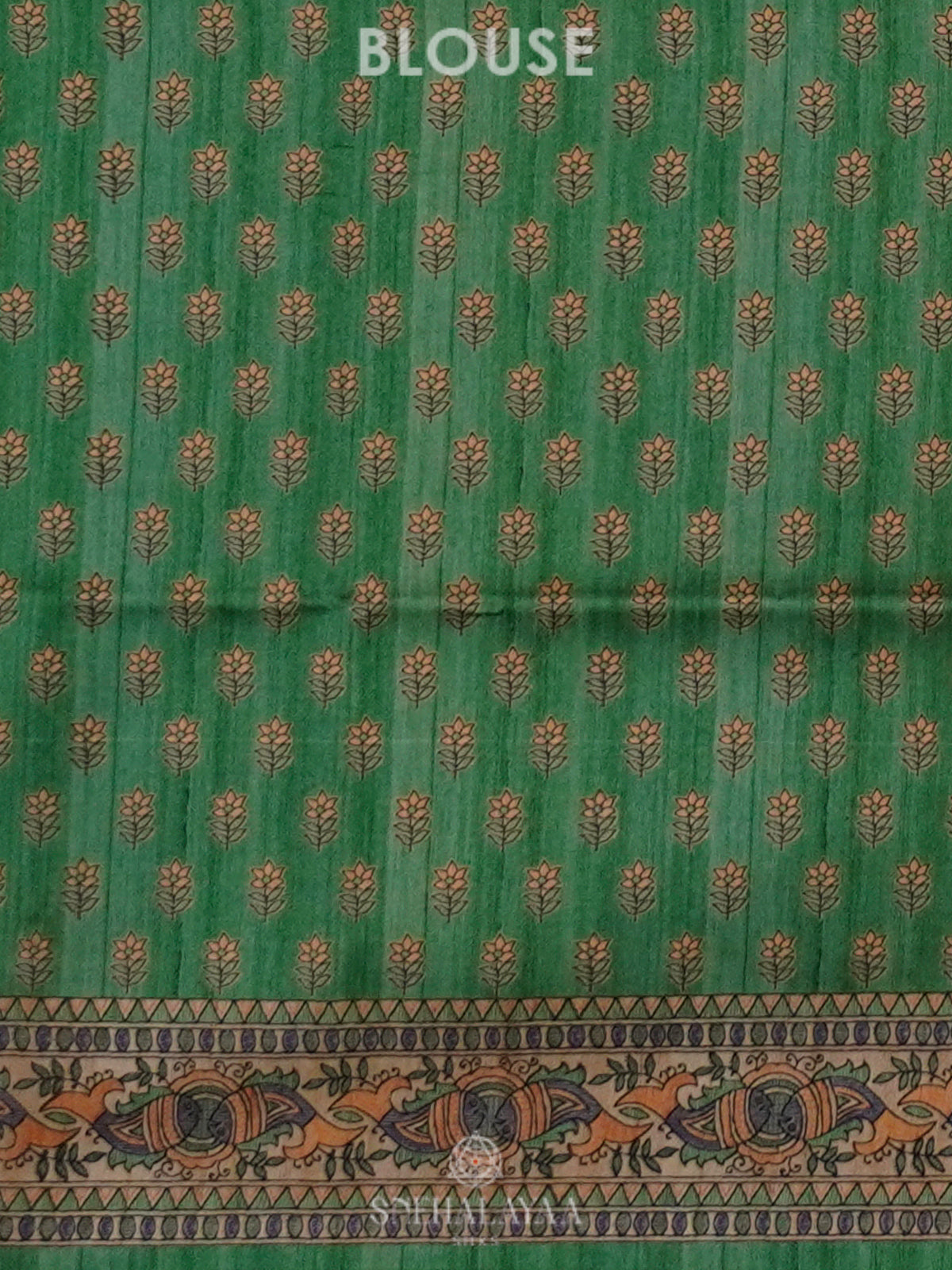 Green Printed Madhubani Saree
