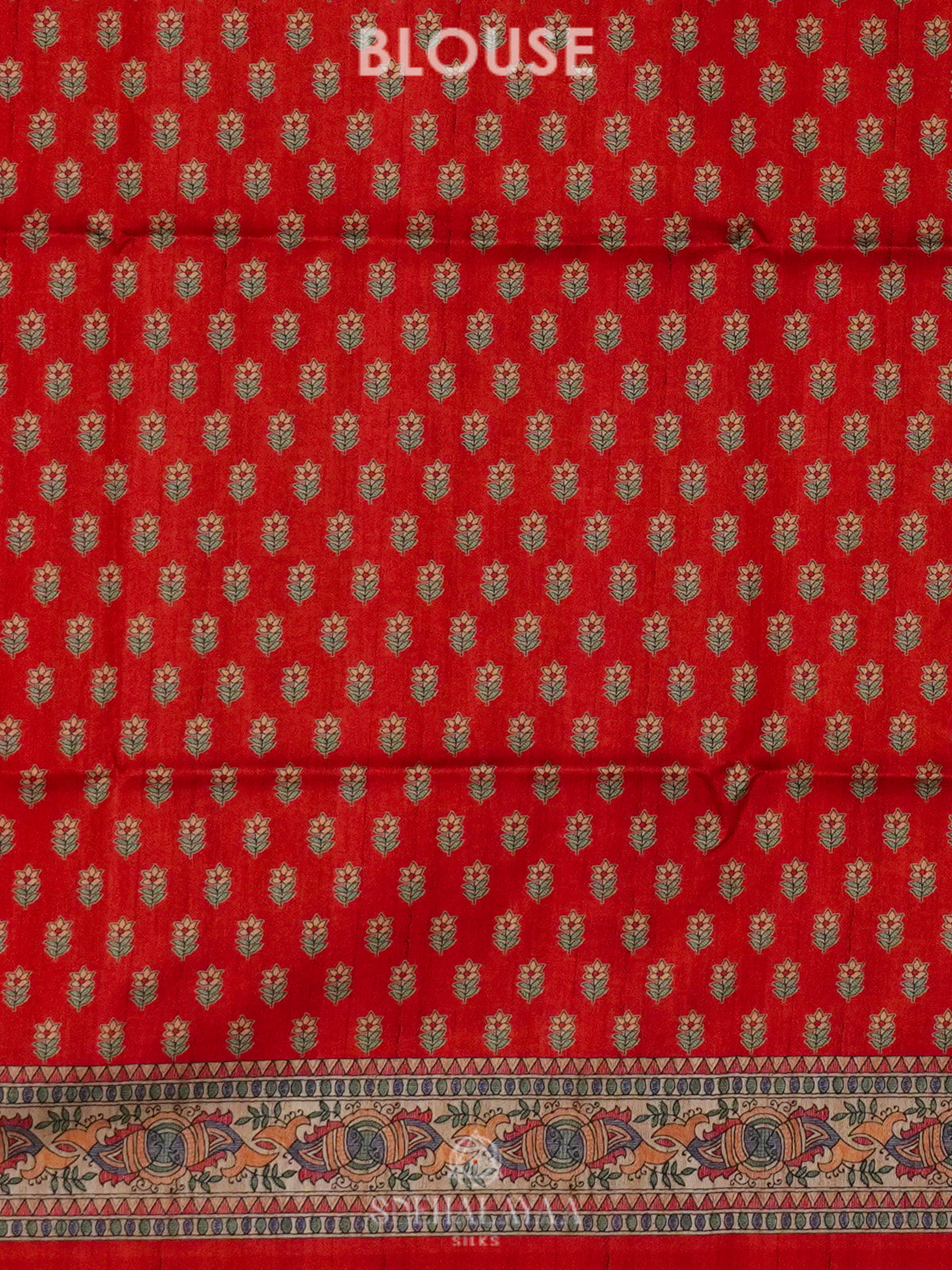Red Printed Madhubani Saree